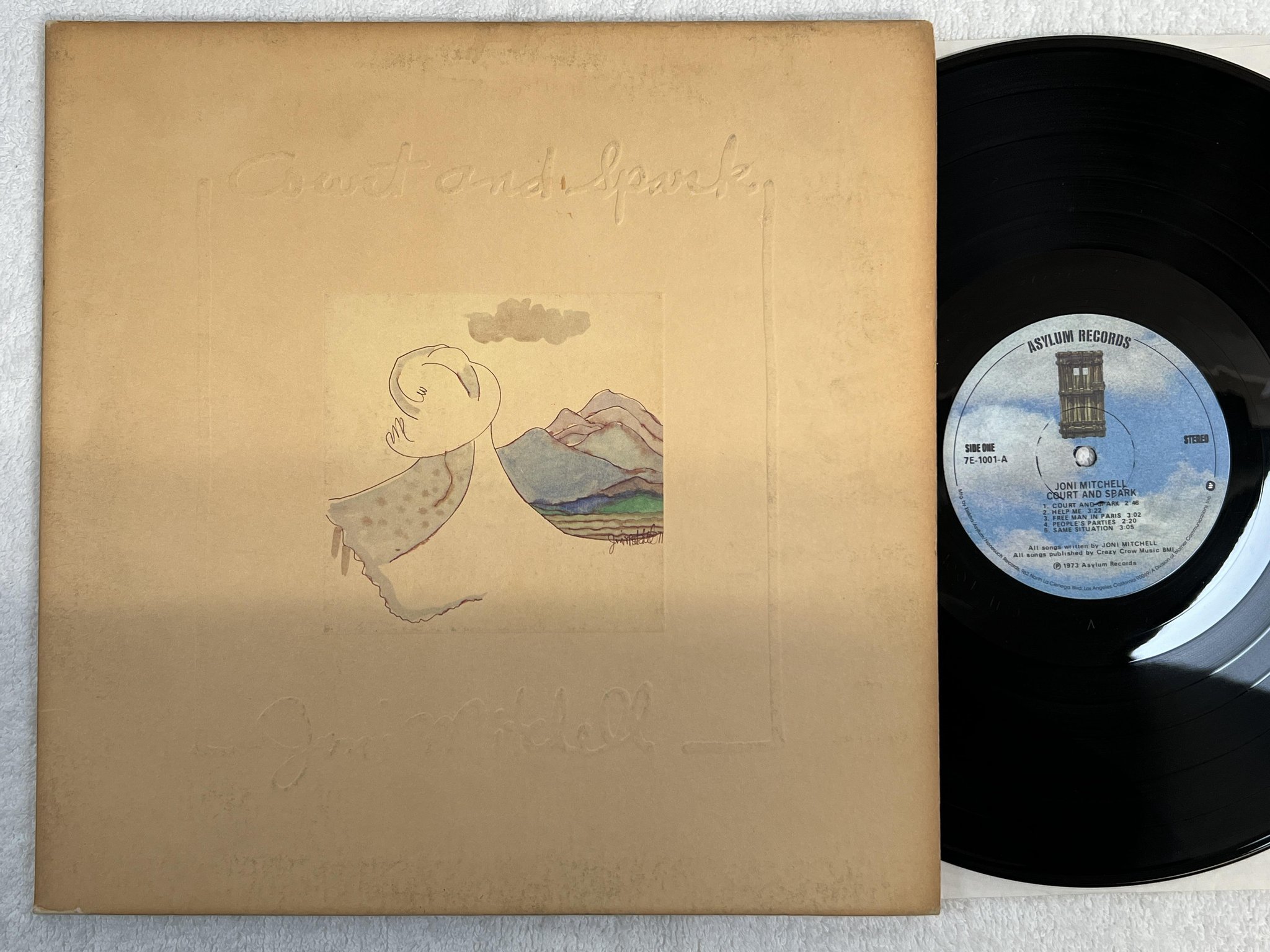 Omslagsbild för skivan JONI MITCHELL court and spark LP -73 ASYLUM 7E 1001