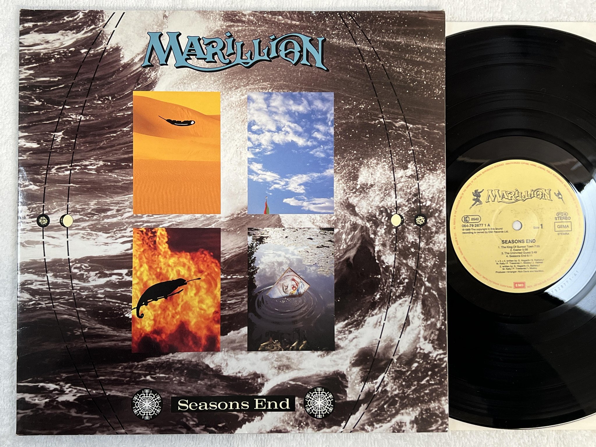 Omslagsbild för skivan MARILLION seasons end LP -89 Ger EMI 064-7928771