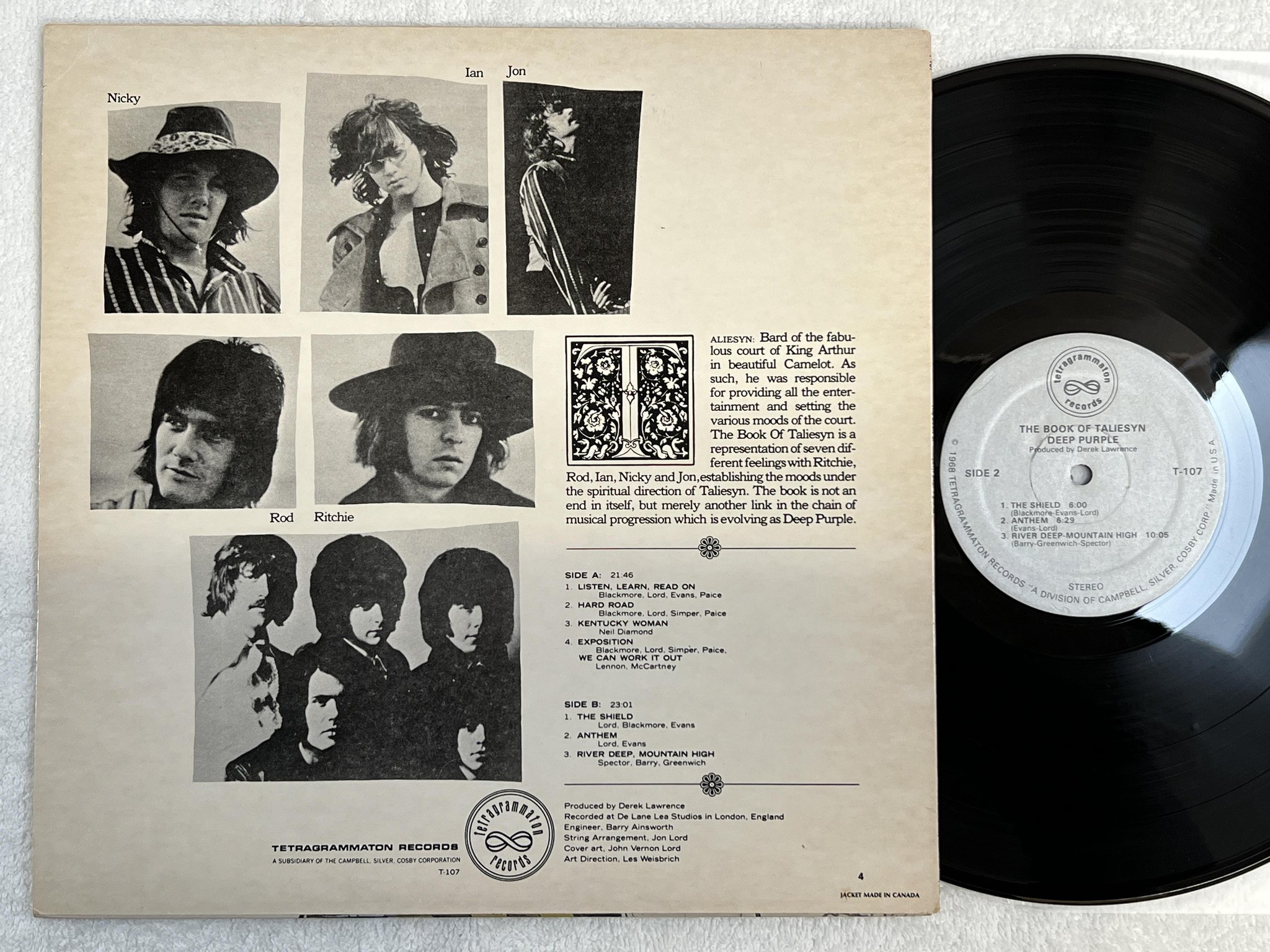 Omslagsbild för skivan DEEP PURPLE the book of taliesyn LP -68 US TETRAGRAMMATON T-107