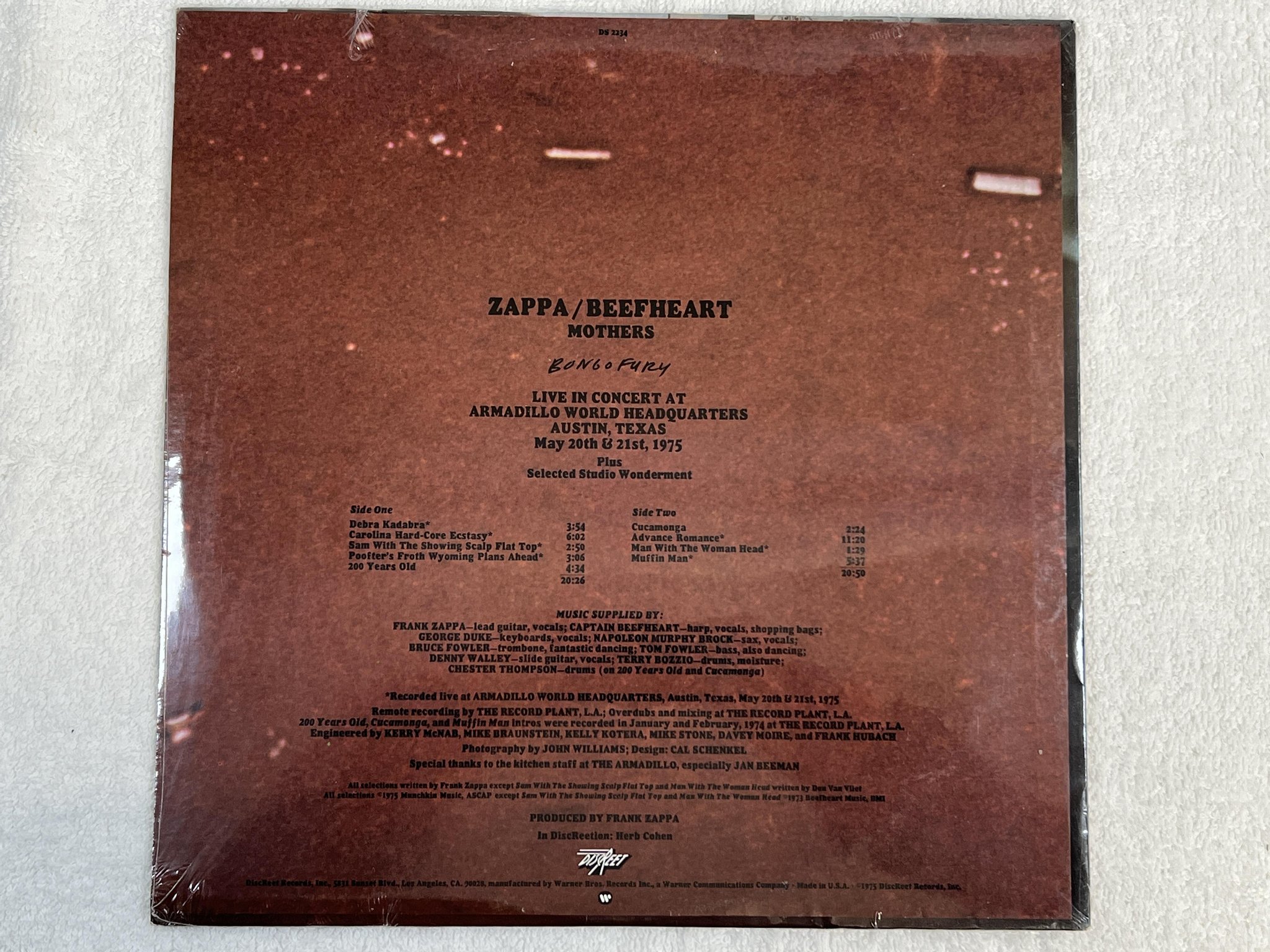 Omslagsbild för skivan ZAPPA / BEEFHEART / MOTHERS Bongo Fury LP -75 DISCREET DS 2234 ** SEALED **