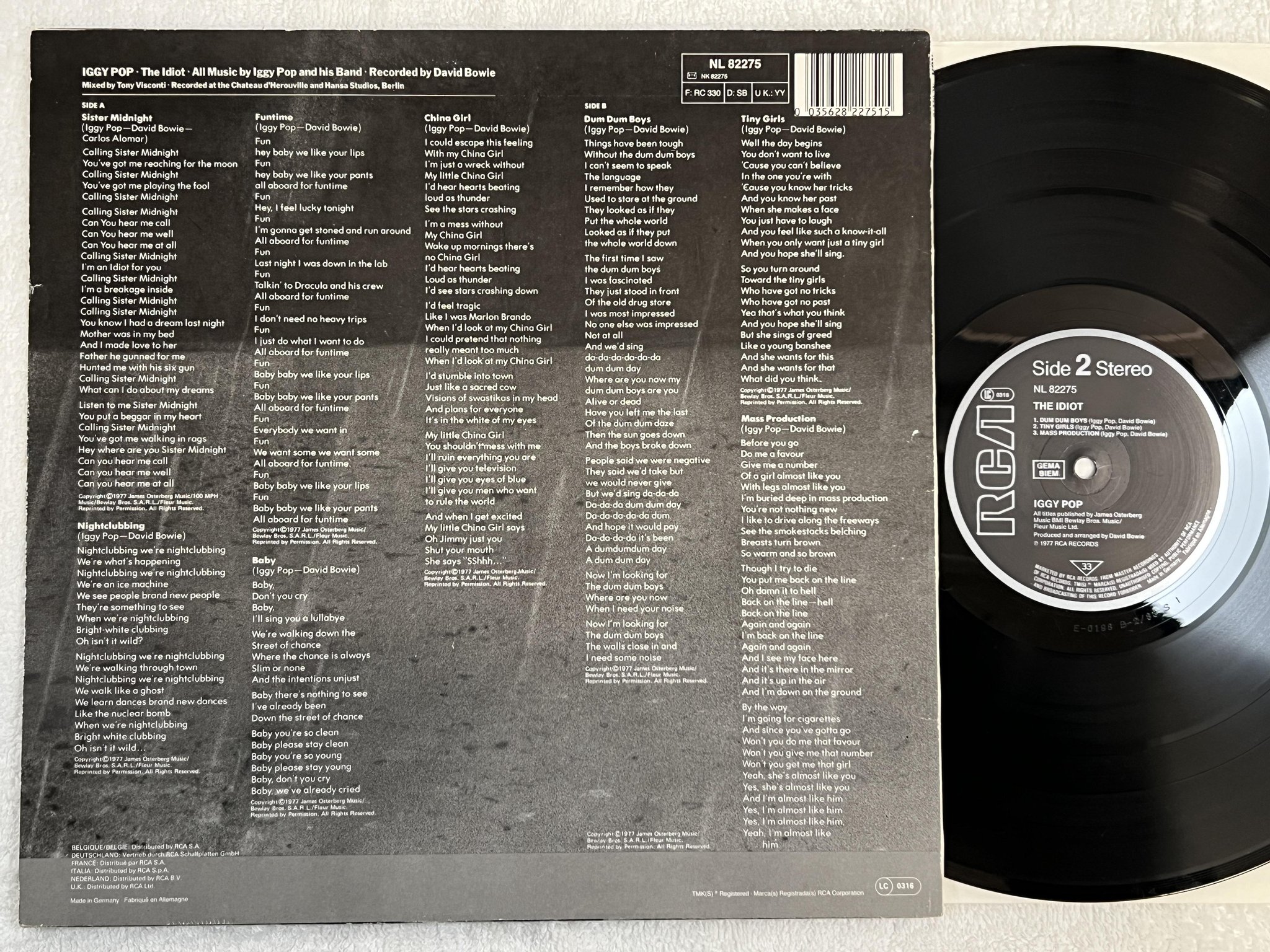 Omslagsbild för skivan IGGY POP the idiot LP Ger RCA NL 82275