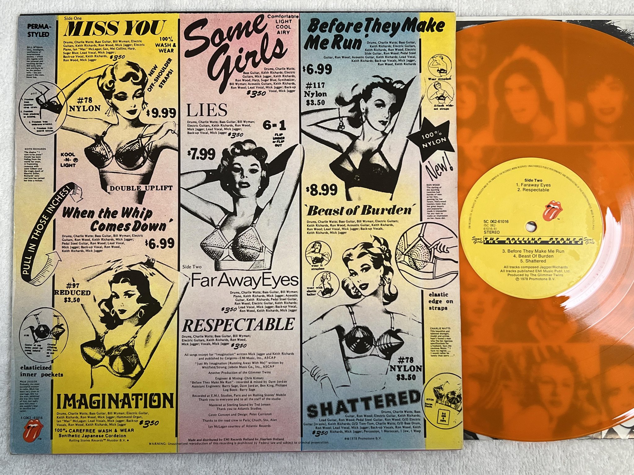 Omslagsbild för skivan THE ROLLING STONES some girls LP -78 Hol 5C 062-61016 *** orange vinyl ***