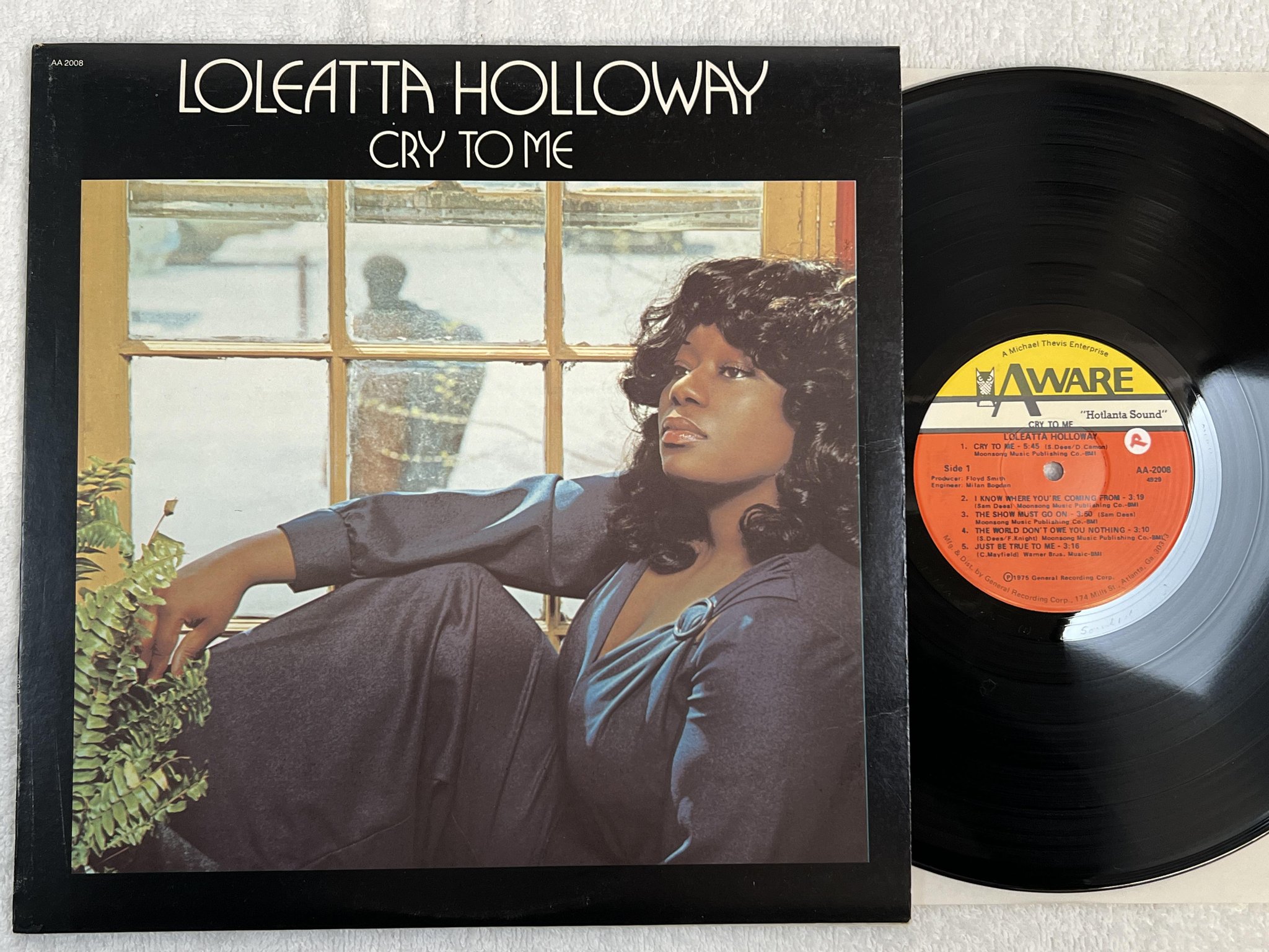 Omslagsbild för skivan LOLEATTA HOLLOWAY cry to me LP -75 US AWARE AA-2008 soul