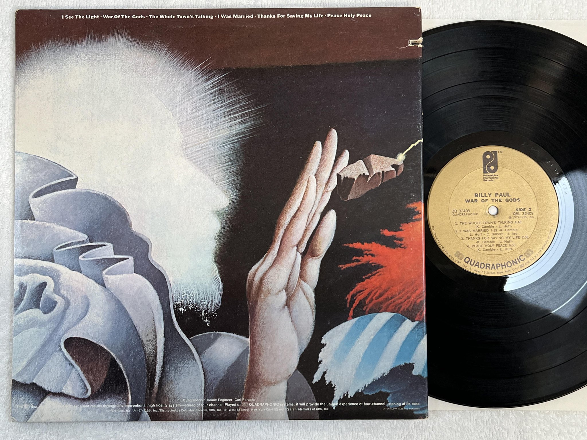 Omslagsbild för skivan BILLY PAUL war of the gods LP -74 US QBL 32409 *** RARE QUADRAPHONIC ***