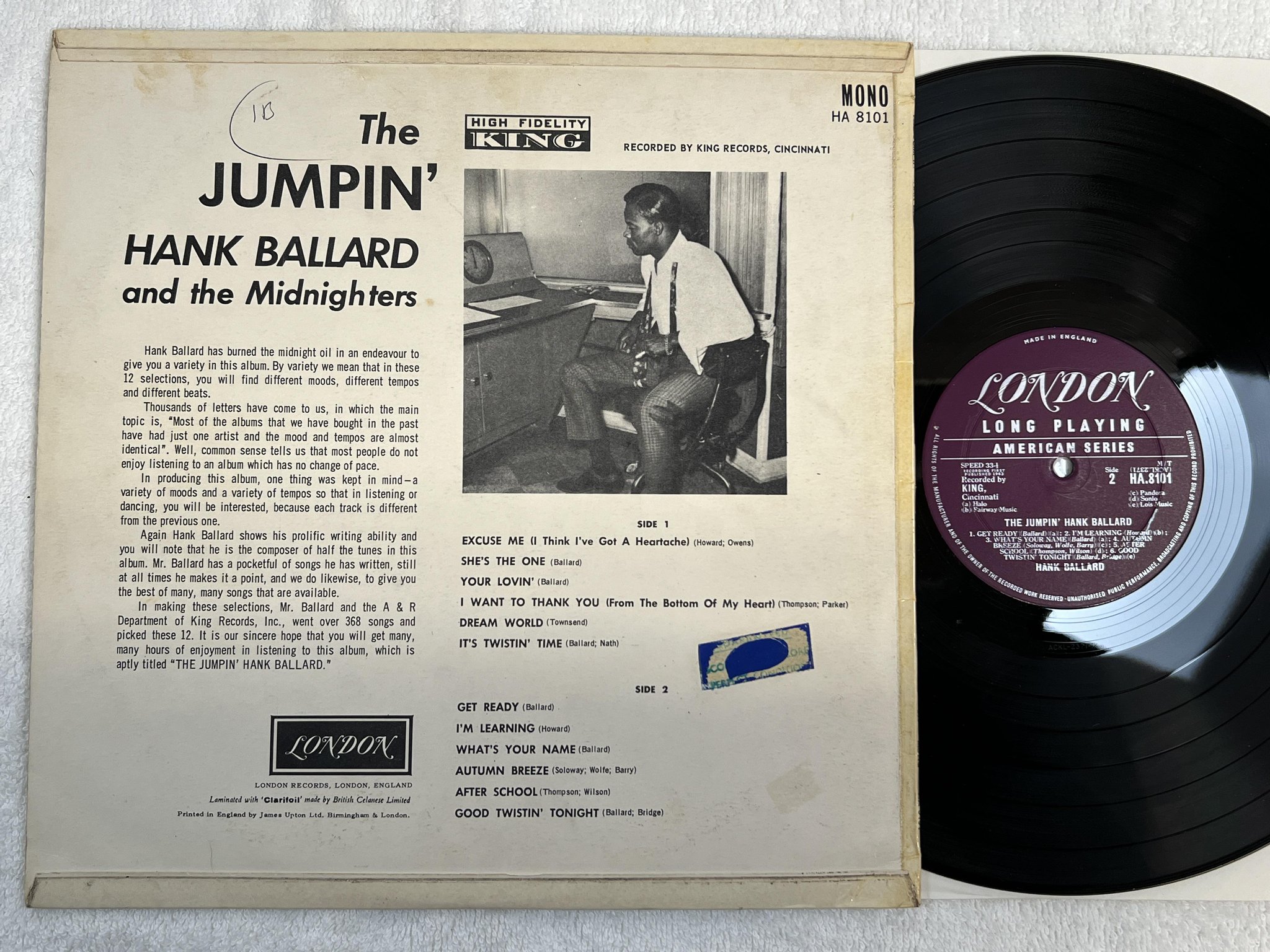 Omslagsbild för skivan HANK BALLARD the jumpin' LP -62 UK LONDON HA 8101 ** MEGA RARE R&R SOUL **