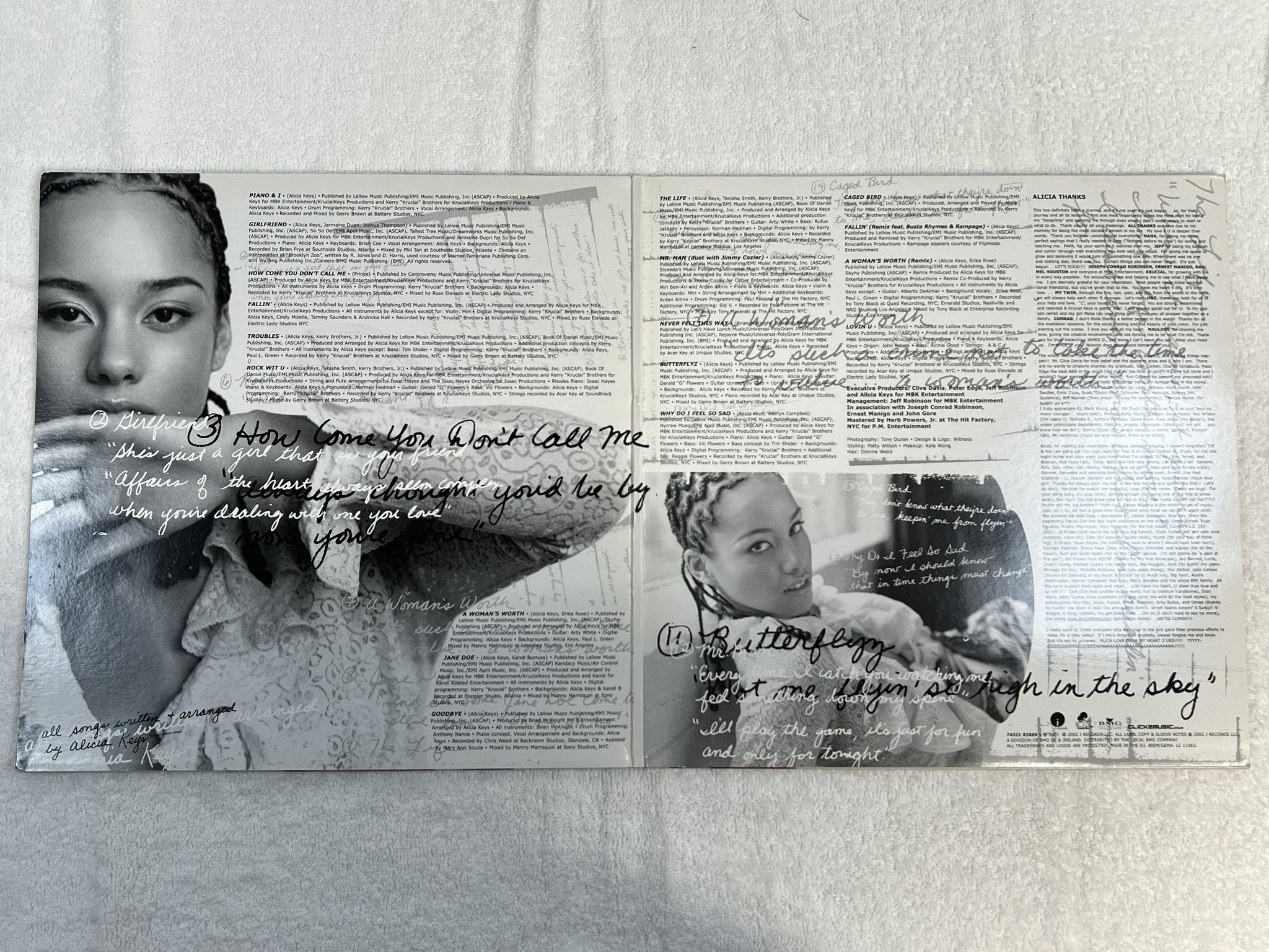 Omslagsbild för skivan ALICIA KEYS songs in A minor 2xLP 2002 J RECORDS 74321 92889 1 ** mega rare **