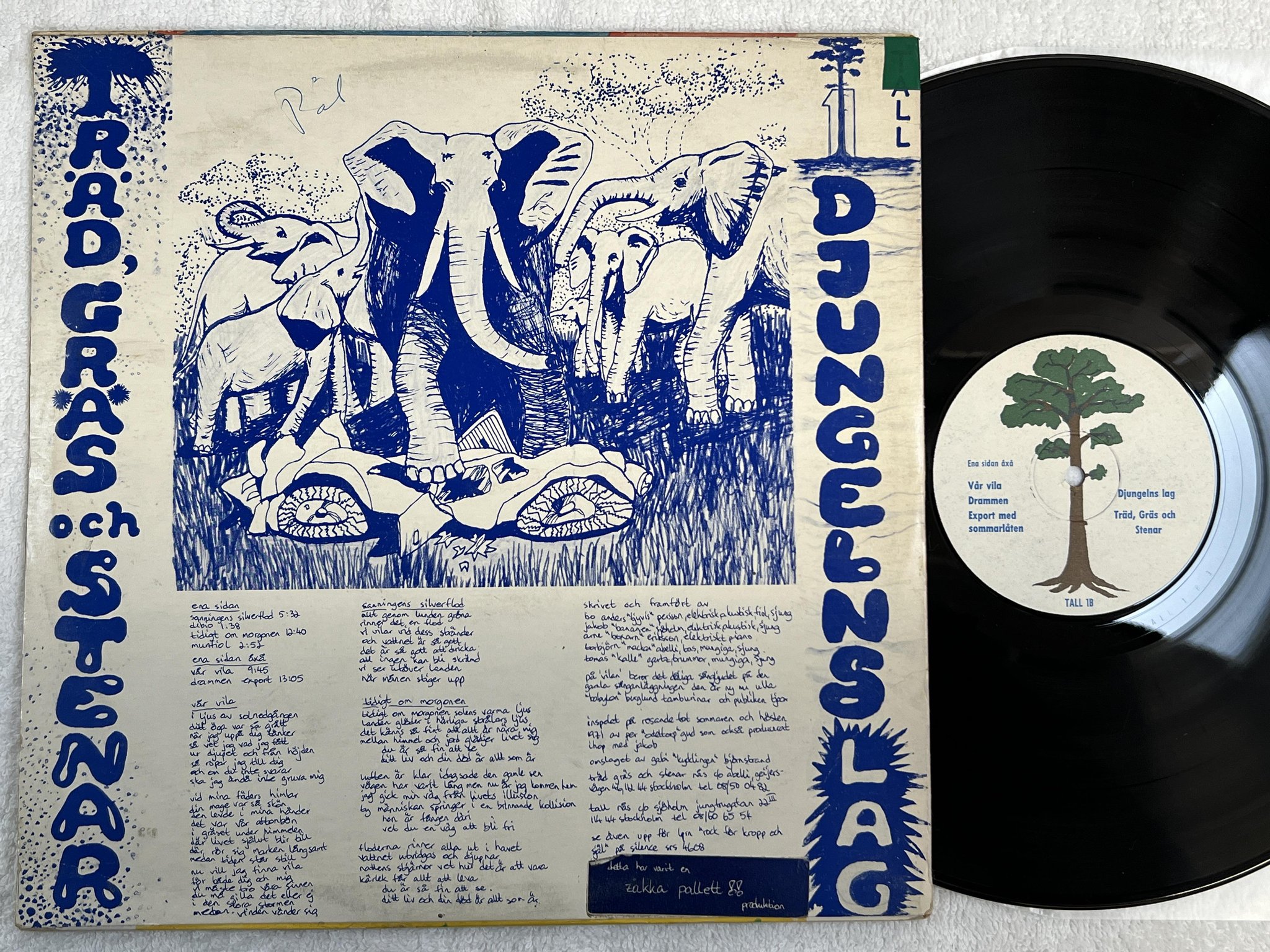 Omslagsbild för skivan TRÄD GRÄS OCH STENAR Djungelns Lag LP -72 SWE tall 1 *** rare psych rock ***