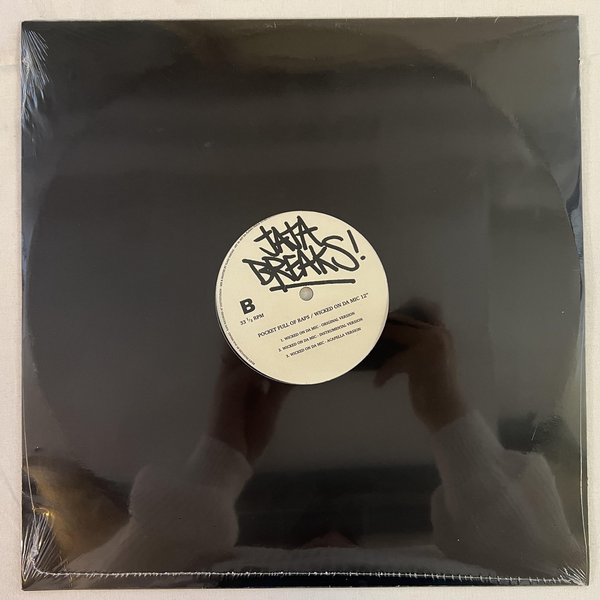Omslagsbild för skivan JAJA BREAKS pocket full of raps 12" 2014 private press ***SEALED***