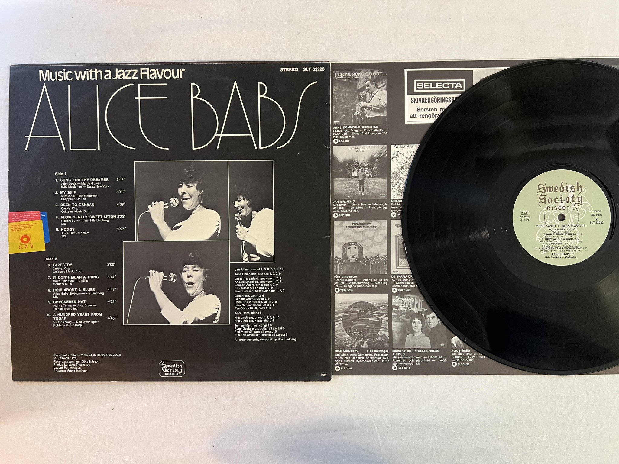Omslagsbild för skivan ALICE BABS music with a jazz flavour LP -73 SWEDISH SOCIETY SLT 33223