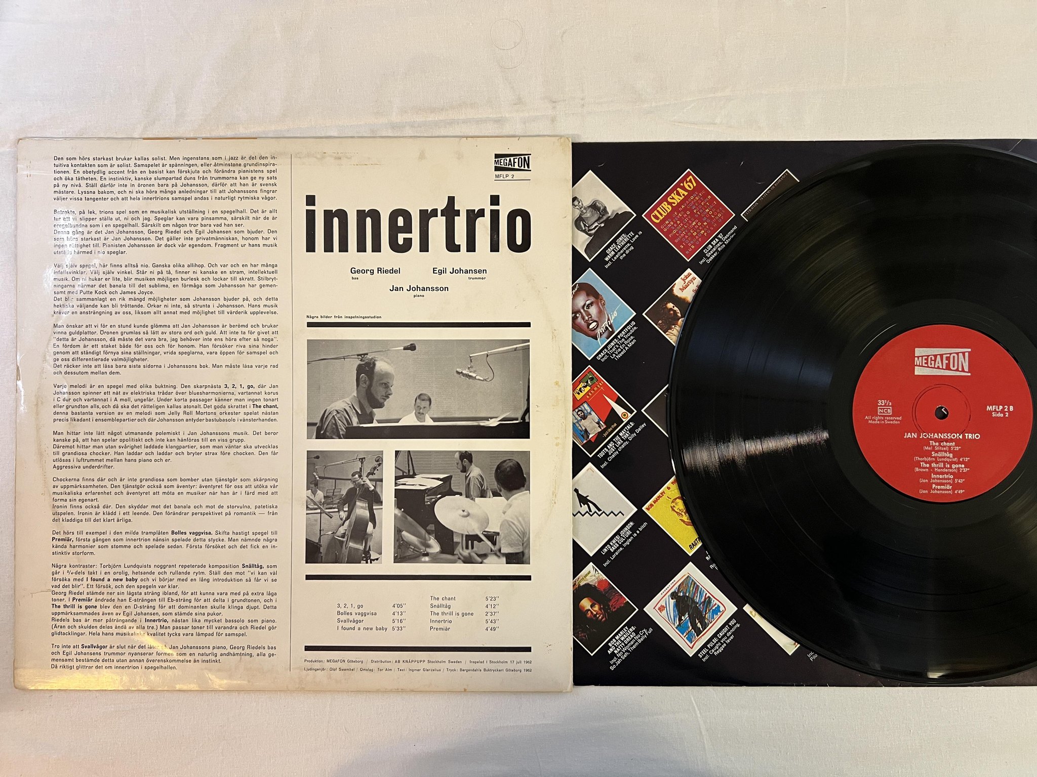 Omslagsbild för skivan JAN JOHANSSON TRIO innertrio LP Swe MEGAFON MFLP 2