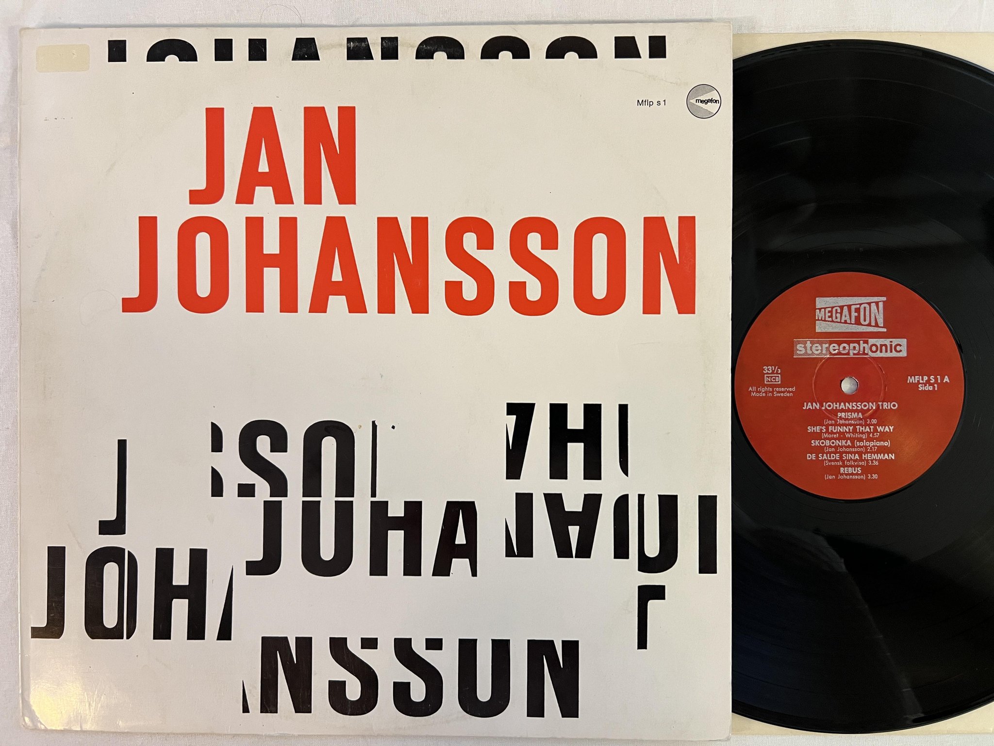 Omslagsbild för skivan JAN JOHANSSON TRIO 8 bitarLP Swe MEGAFON MFLP S 1