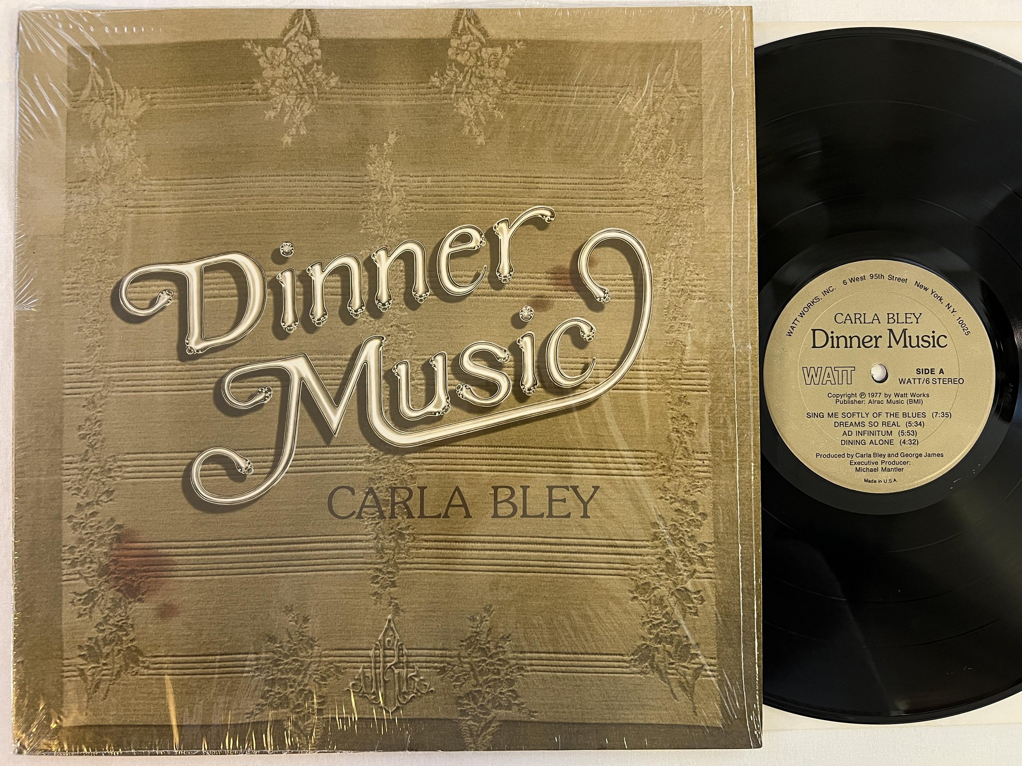 Omslagsbild för skivan CARLA BLEY dinner music LP -77 US WATT/6