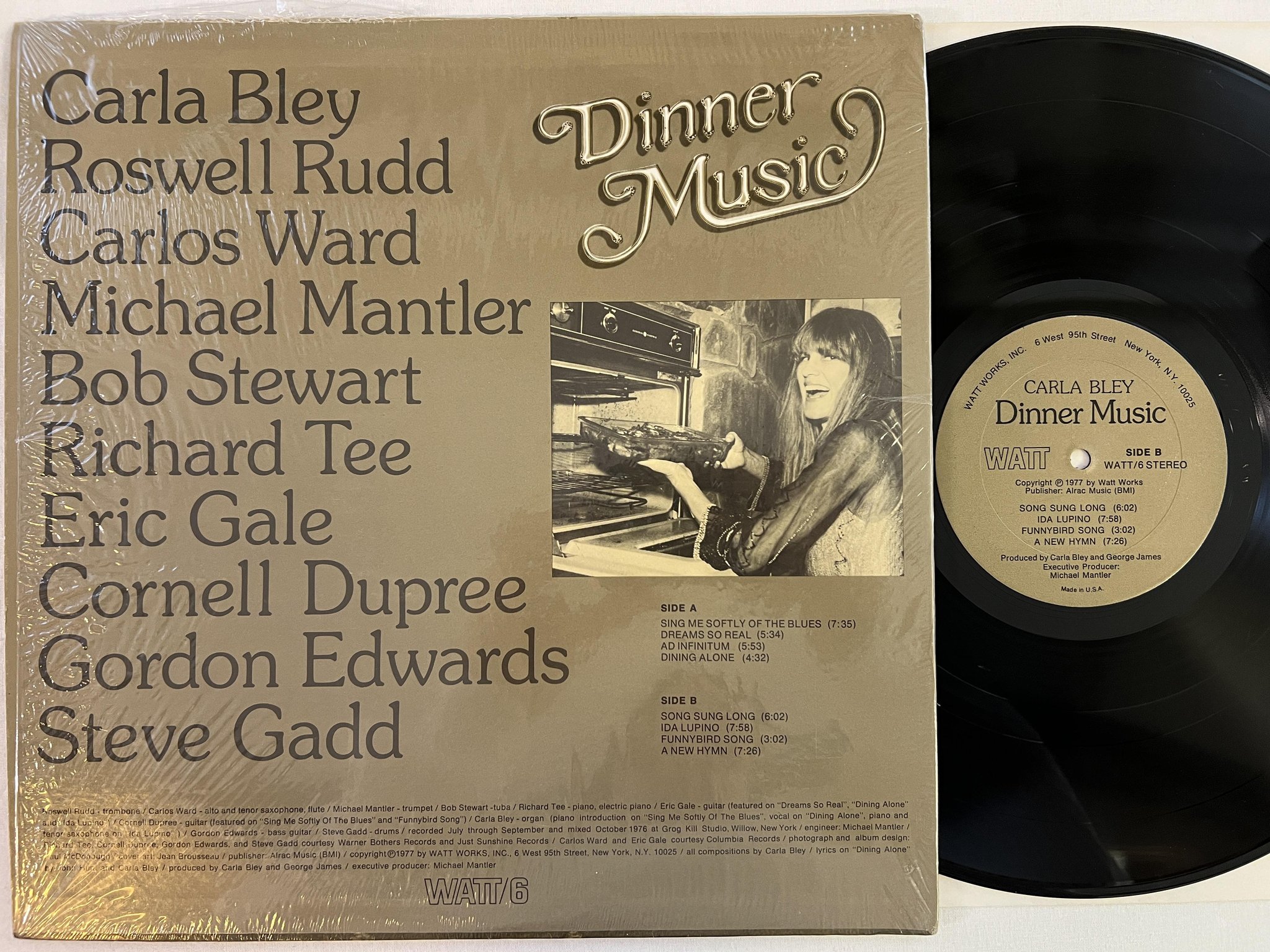 Omslagsbild för skivan CARLA BLEY dinner music LP -77 US WATT/6