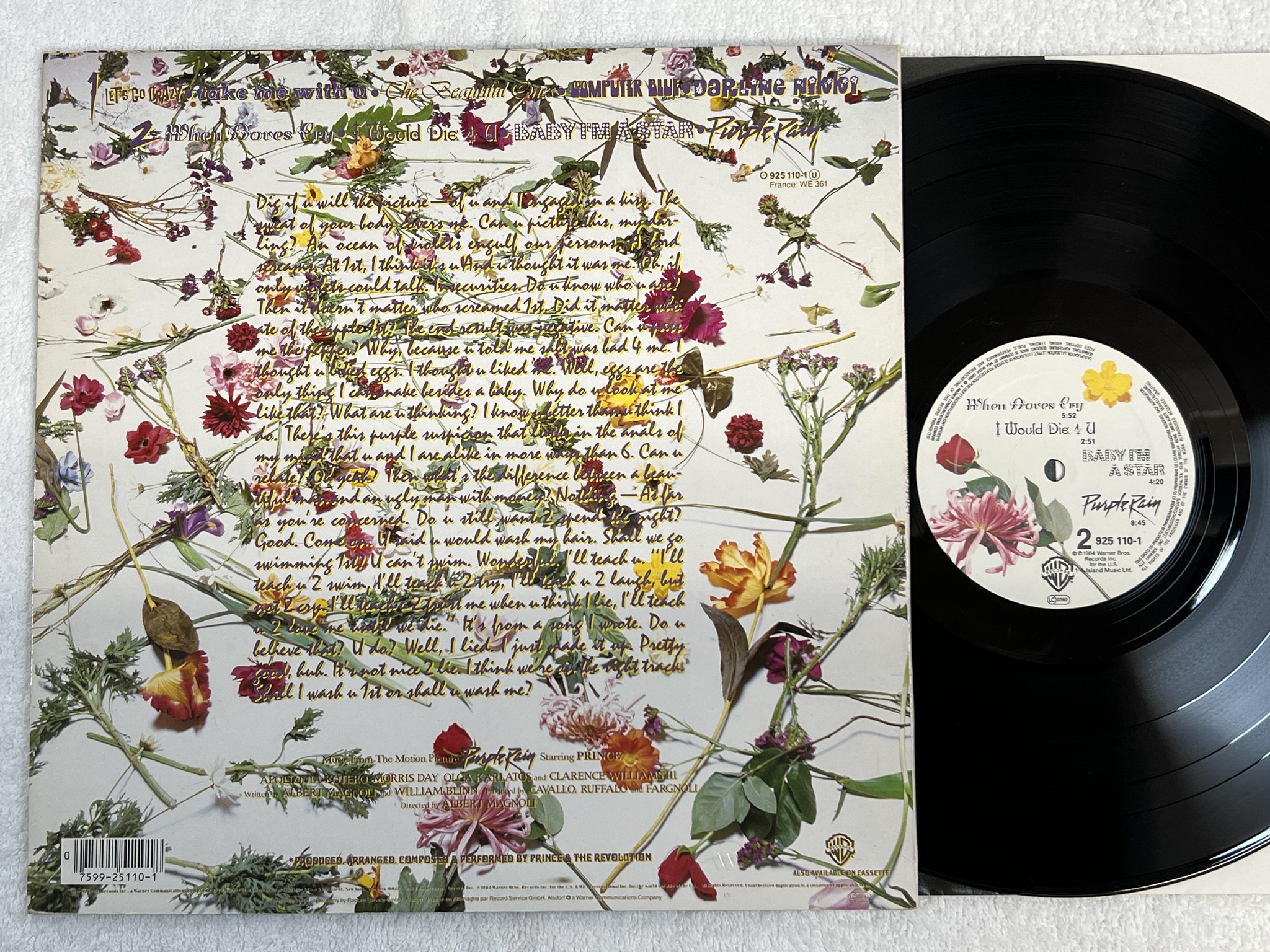 Omslagsbild för skivan PRINCE purple rain LP -84 WARNER BROS 925 110-1 *** masterpiece ***