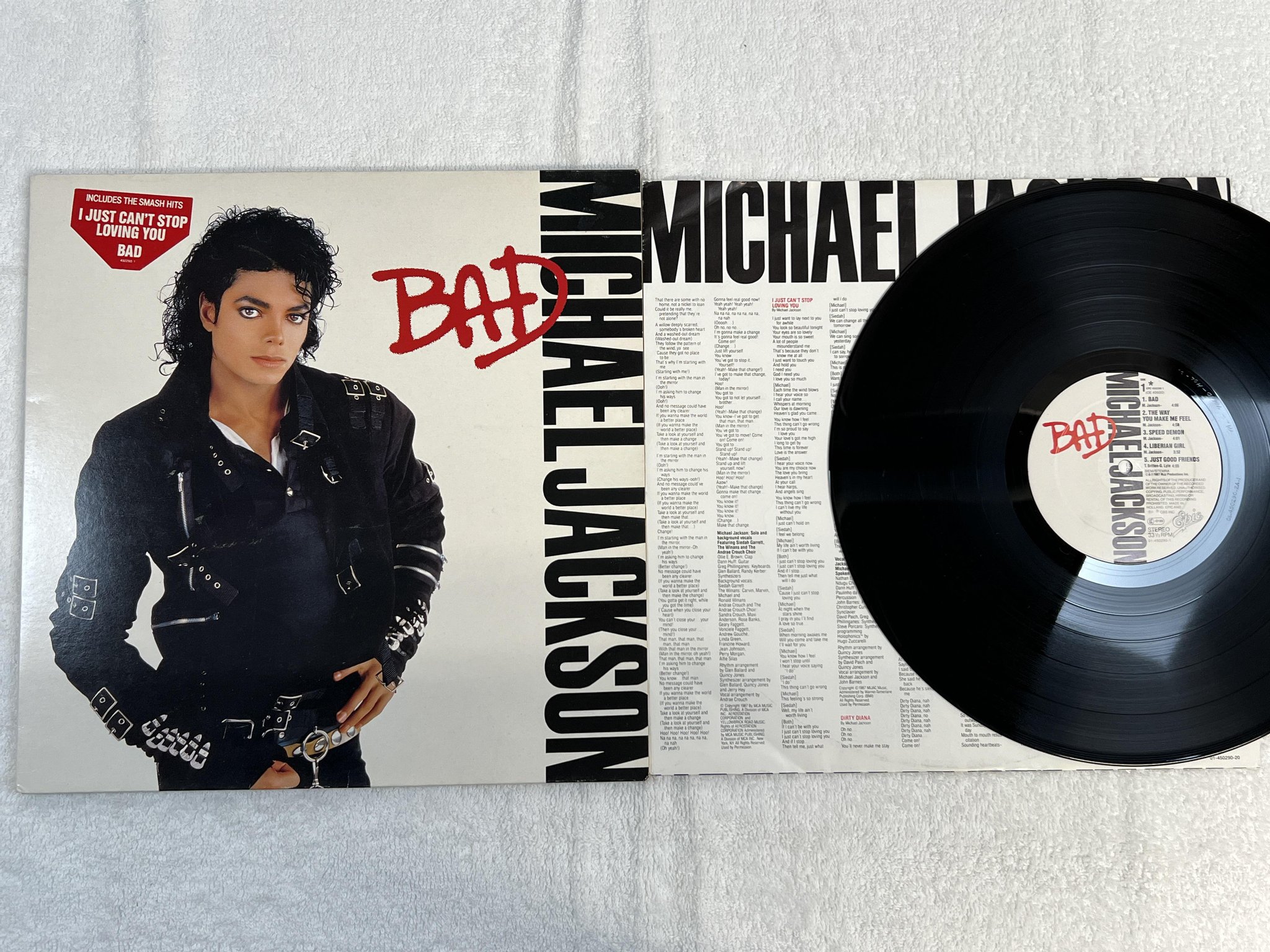 Omslagsbild för skivan MICHAEL JACKSON bad LP -87 Hol EPIC EPC 4502901