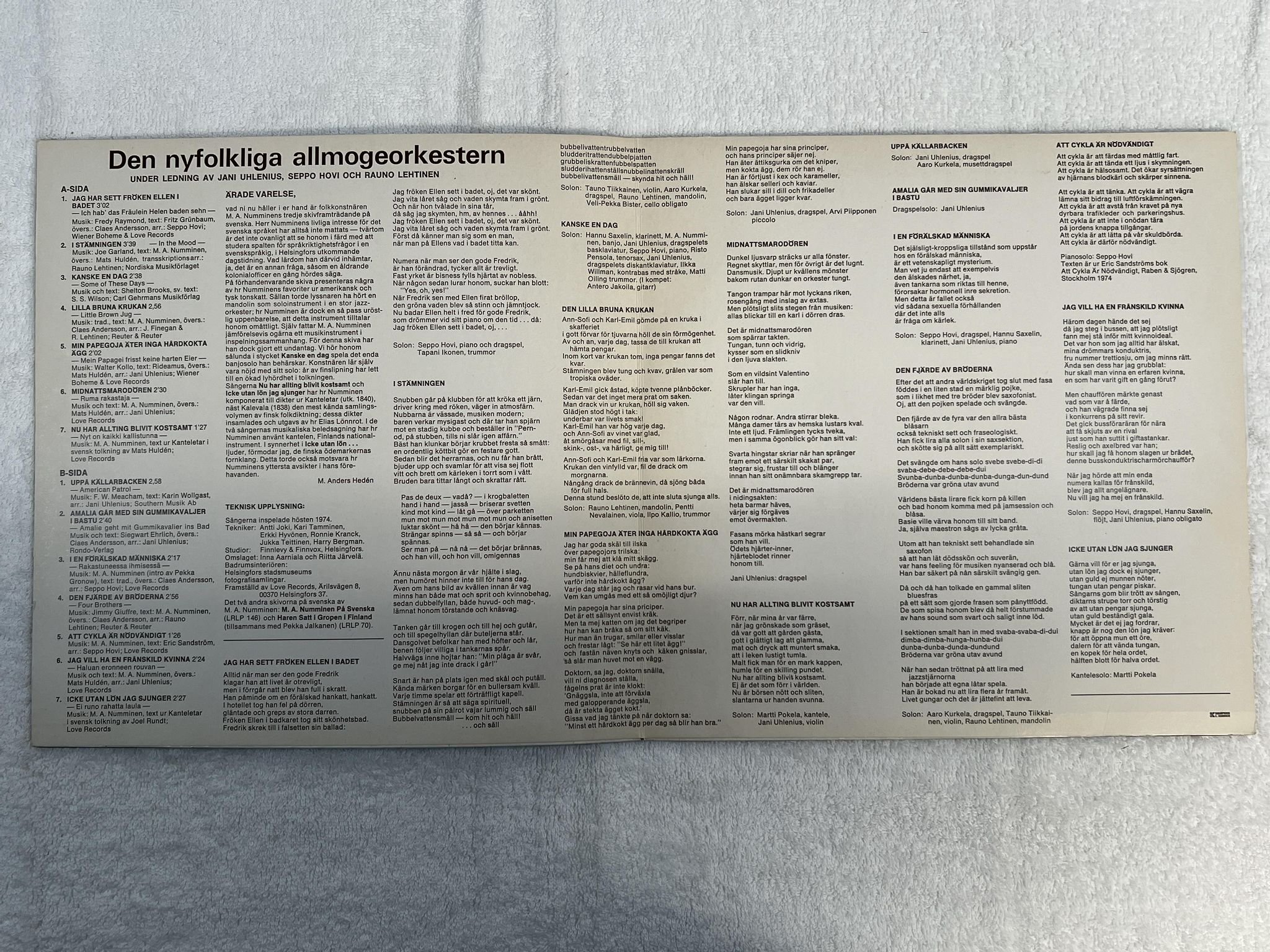 Omslagsbild för skivan M.A. NUMMINEN jag har sett fröken Ellen i badet LP Fin LOVE LRLP 125