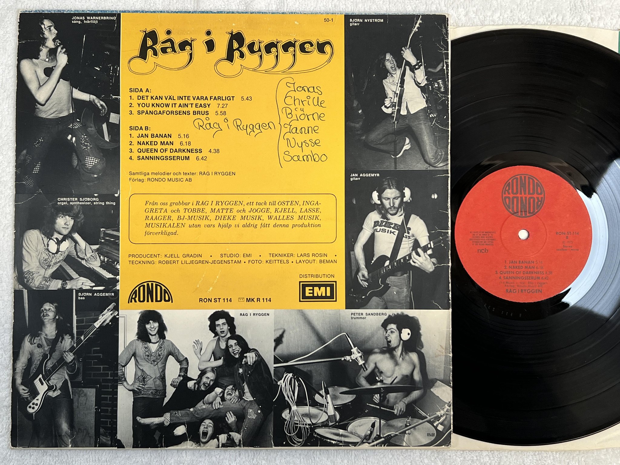 Omslagsbild för skivan RÅG I RYGGEN s/t LP -75 Swe RONDO RON ST 114