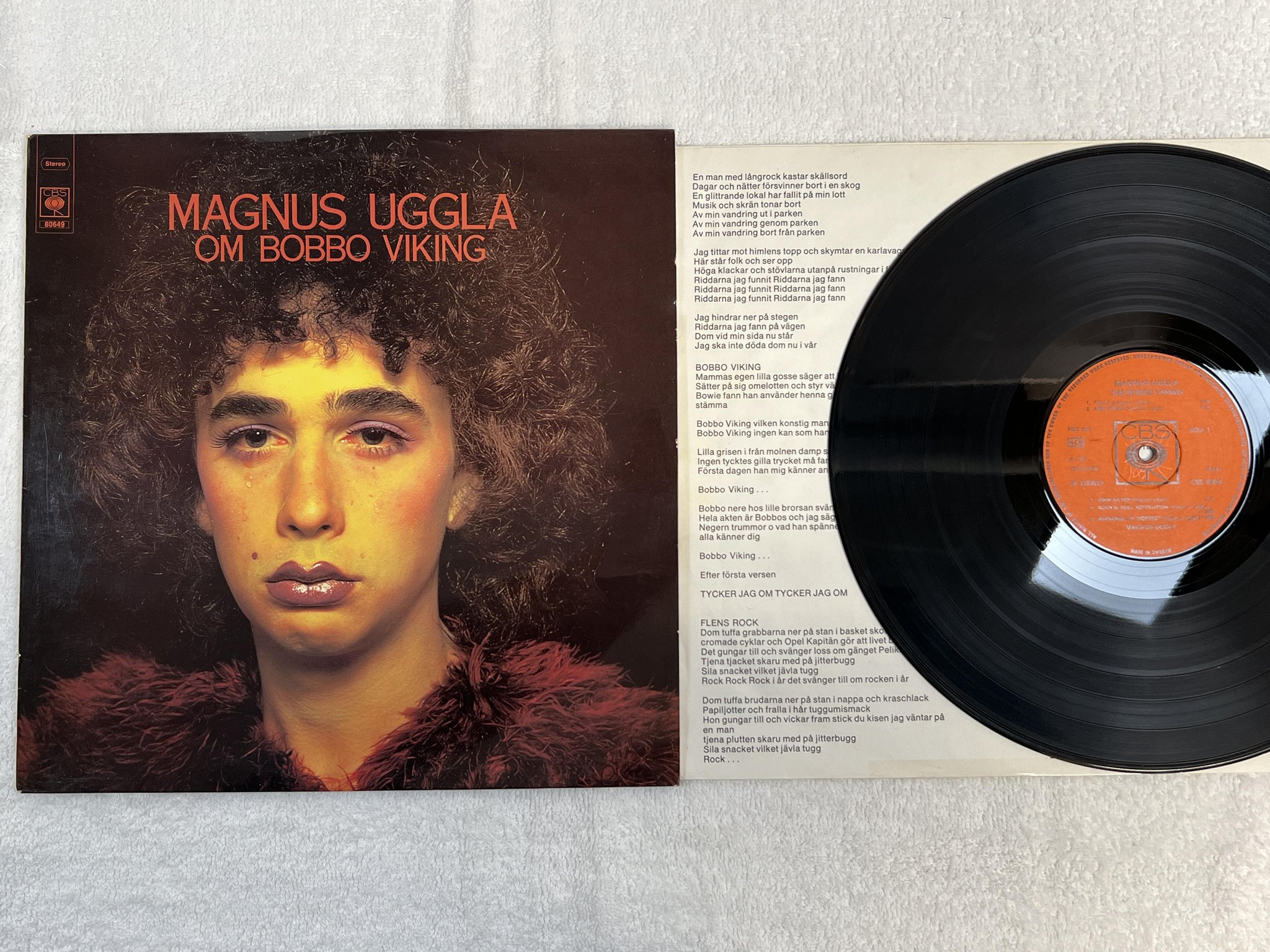 Omslagsbild för skivan MAGNUS UGGLA om Bobbo Viking LP -75 Swe CBS 80649