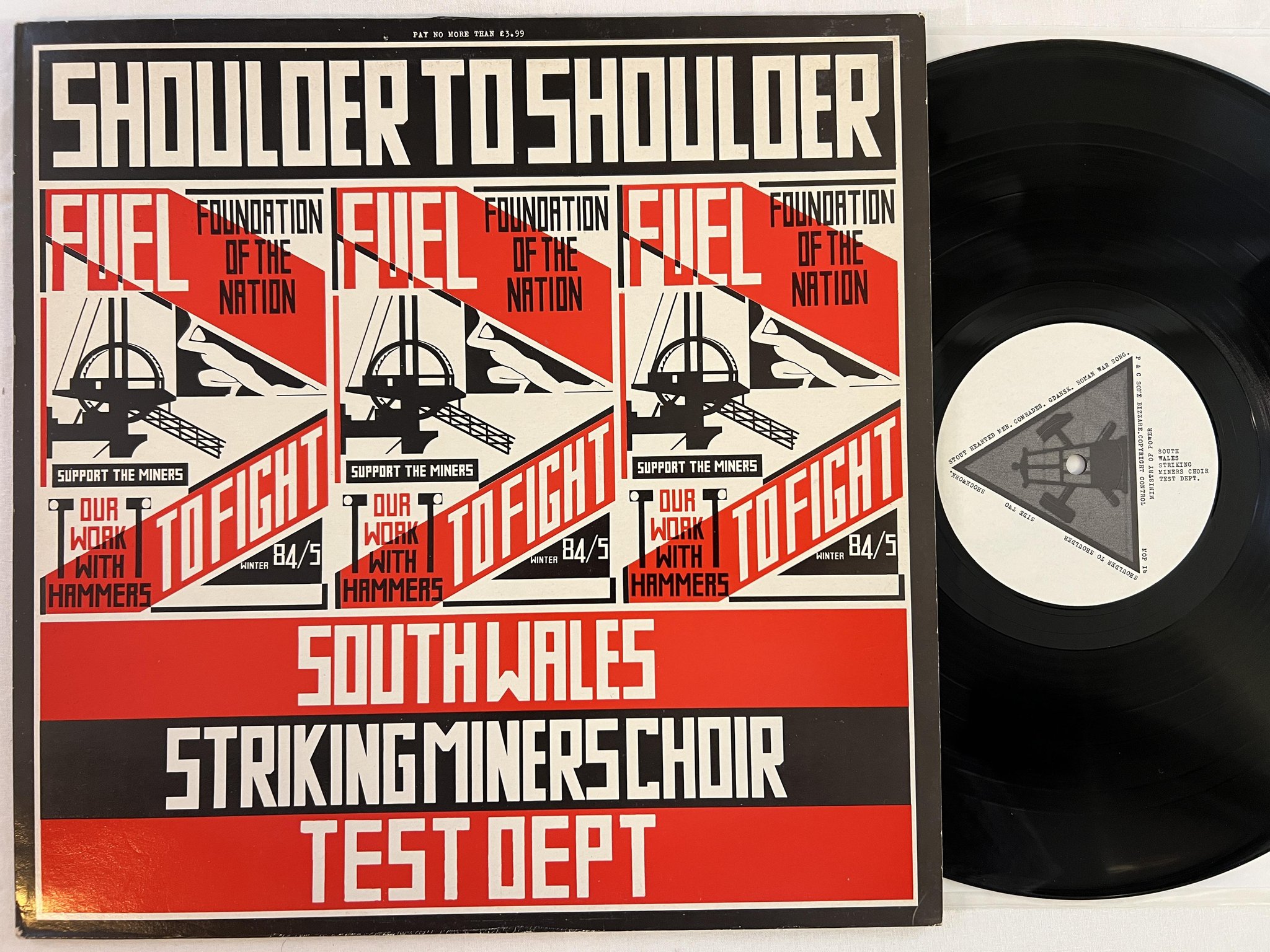 Omslagsbild för skivan South Wales Striking Miners Choir / Test Dept. - shoulder to shoulder LP -85 UK