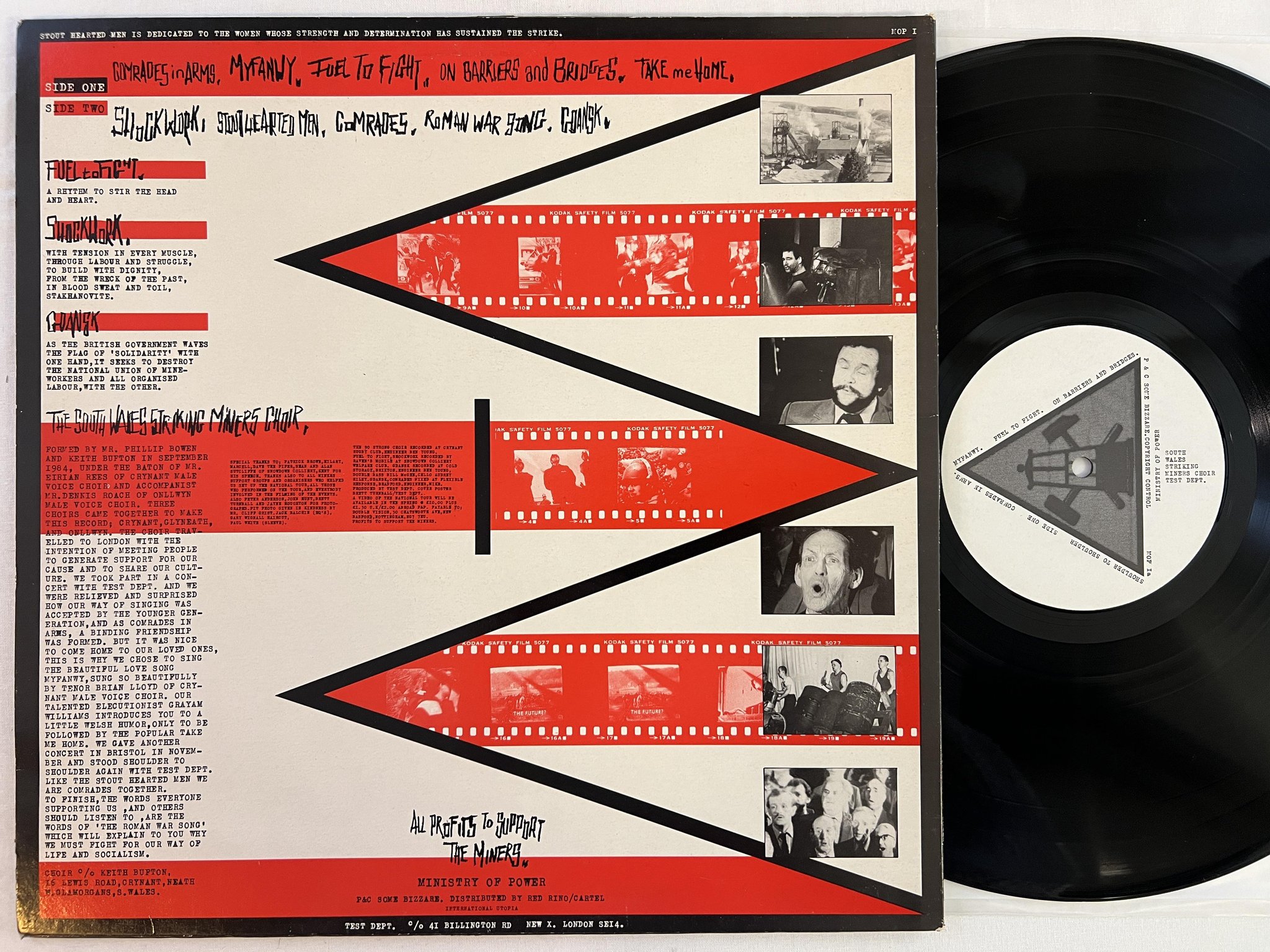 Omslagsbild för skivan South Wales Striking Miners Choir / Test Dept. - shoulder to shoulder LP -85 UK