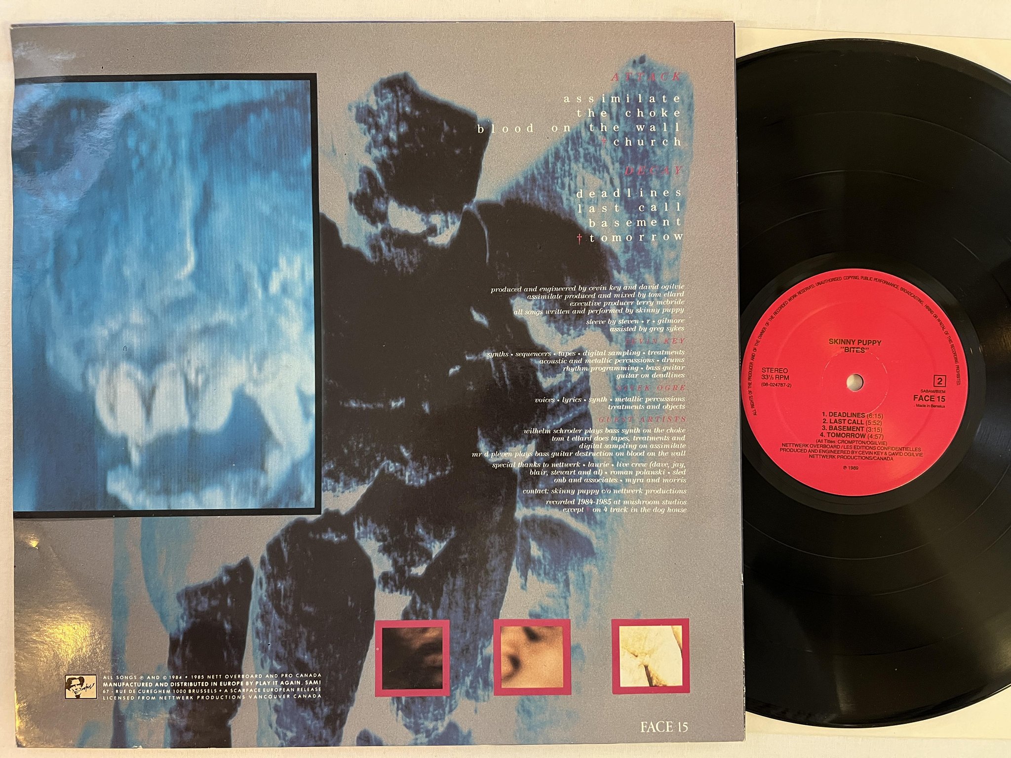 Omslagsbild för skivan SKINNY PUPPY bites LP -85 Belgium NETTWERK 15ntwk *** EBM ***