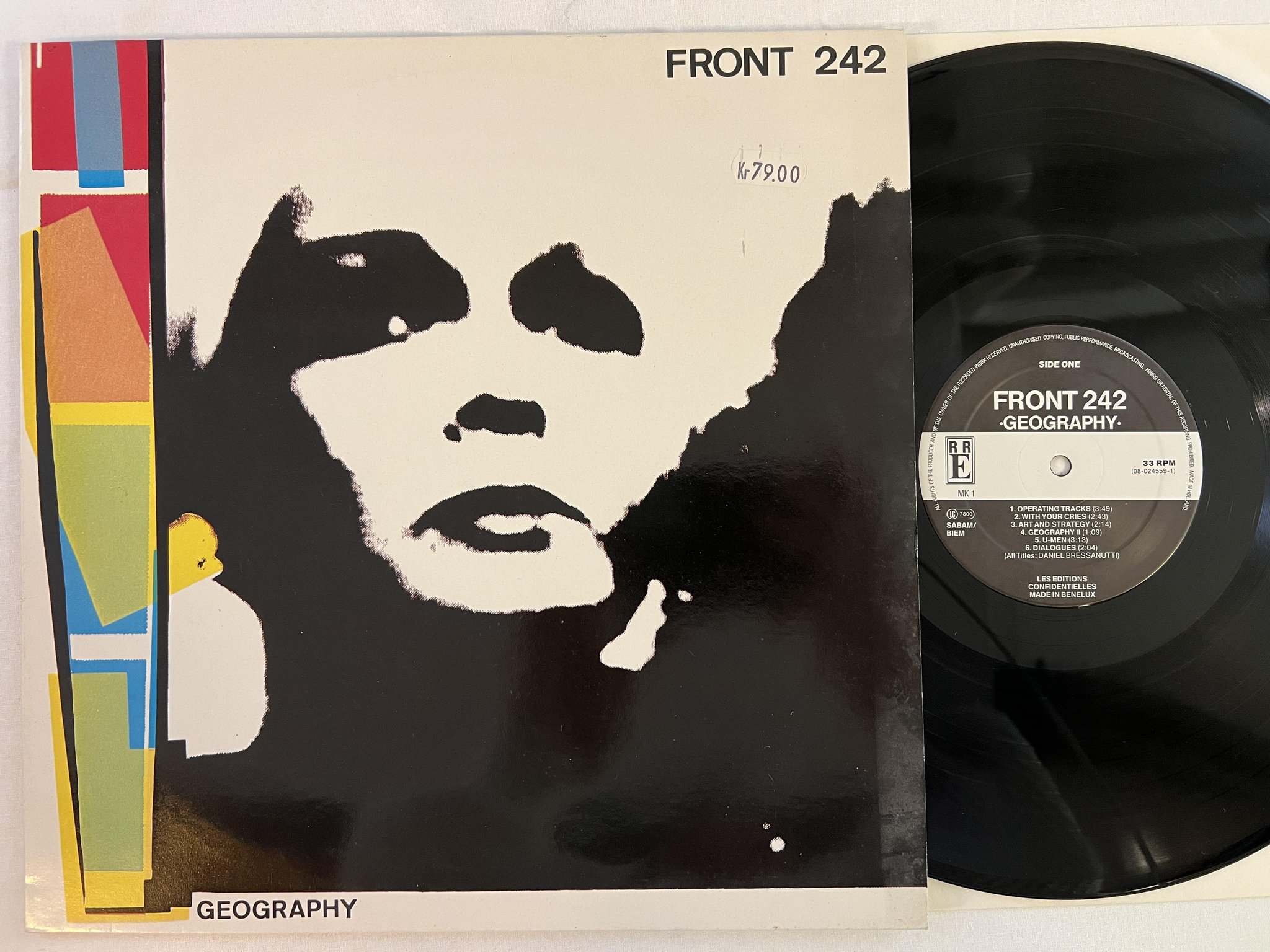 Omslagsbild för skivan FRONT 242 Geography LP RED RHINO EUROPA MK 1 *** EBM ***