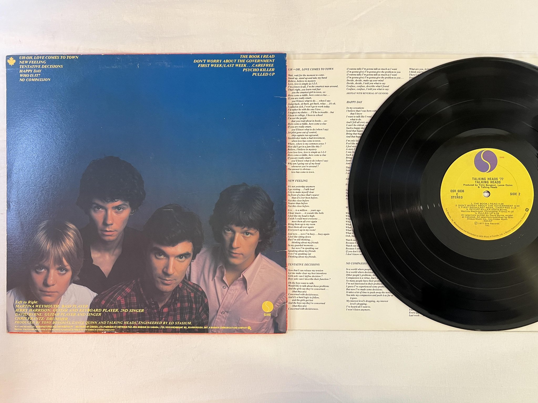 Omslagsbild för skivan TALKING HEADS '77 LP Can SIRE QSR 6036