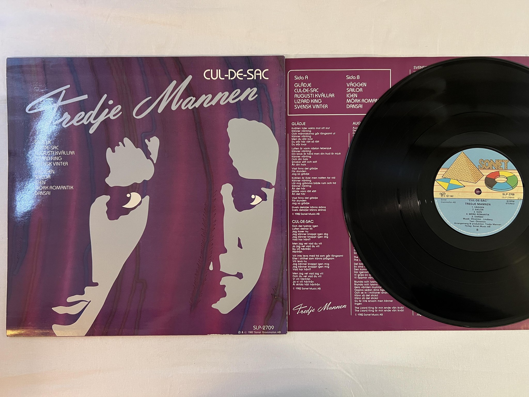 Omslagsbild för skivan TREDJE MANNEN cul-de-sac LP -82 Swe SONET SLP 2709