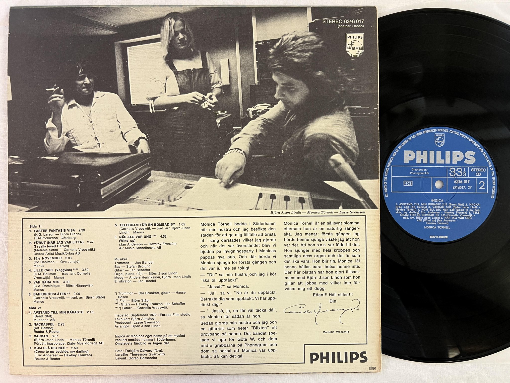 Omslagsbild för skivan MONICA TÖRNELL ingica LP -72 Swe PHILIPS 6316017