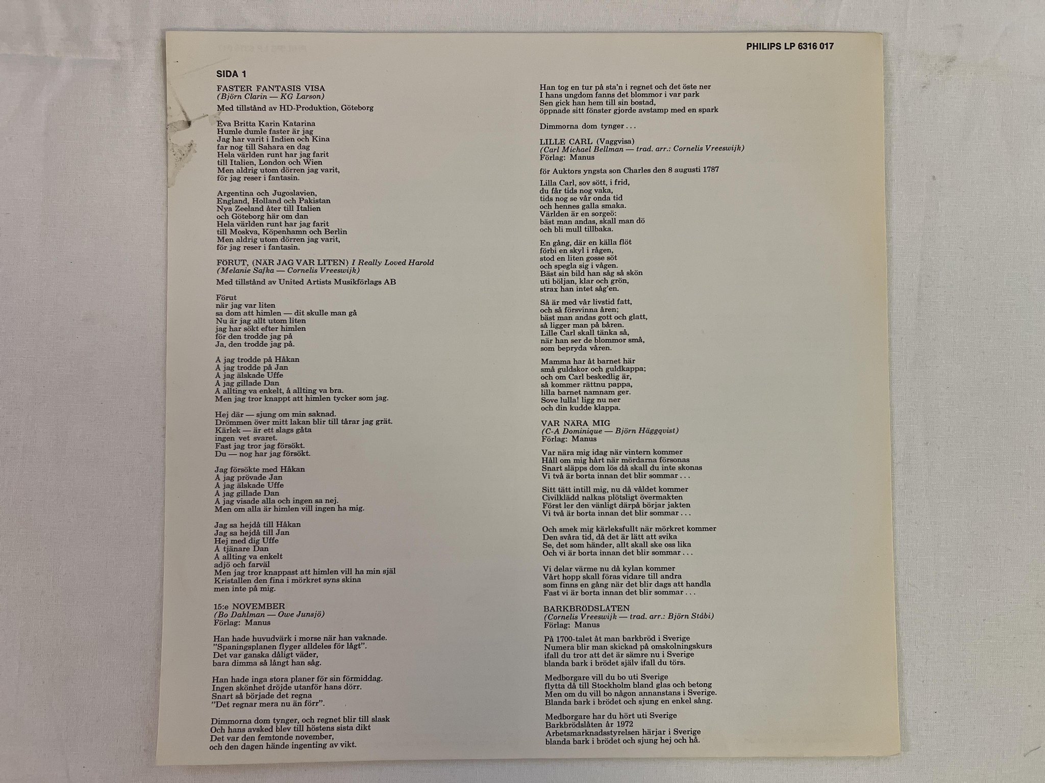 Omslagsbild för skivan MONICA TÖRNELL ingica LP -72 Swe PHILIPS 6316017