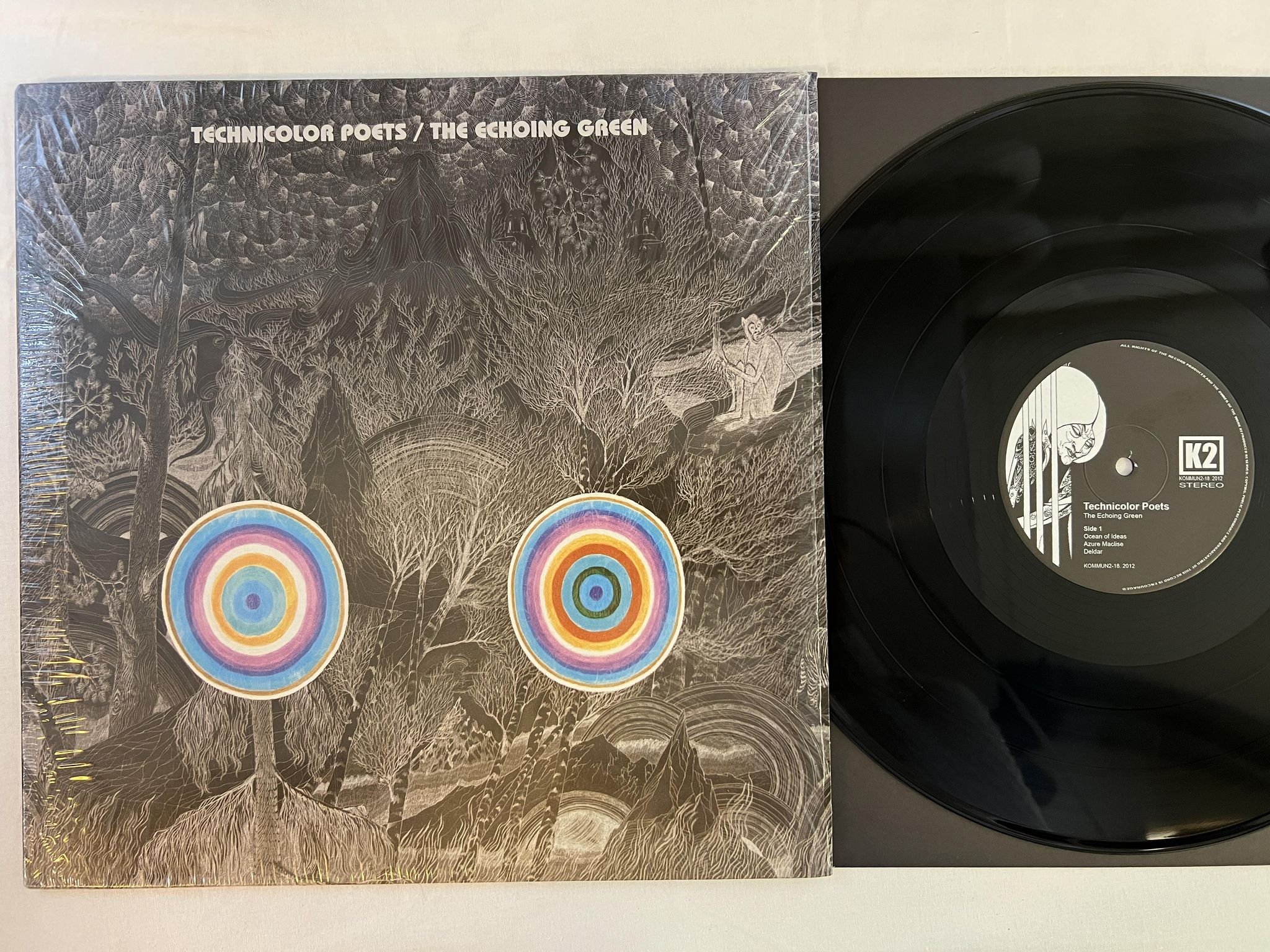 Omslagsbild för skivan TECHNICOLOR The Echoing Green LP 2012 Swe KOMMUN 2 - 18 psych rock