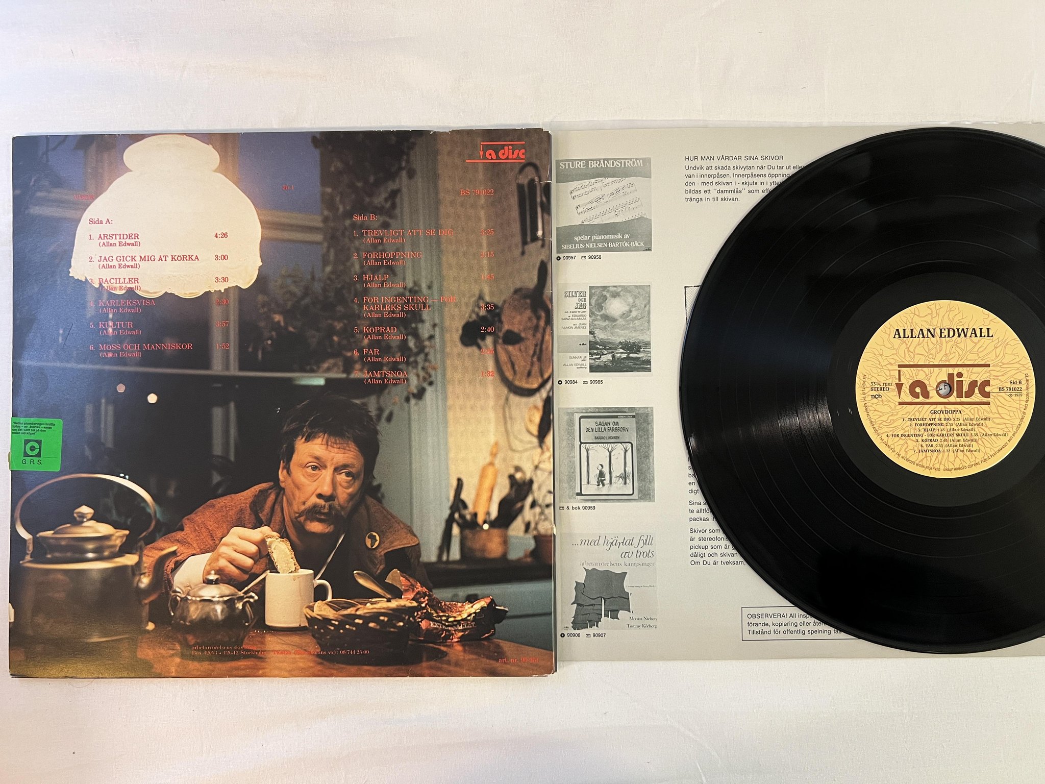 Omslagsbild för skivan ALLAN EDWALL grovdoppa LP -79 Swe A DISC BS 791022