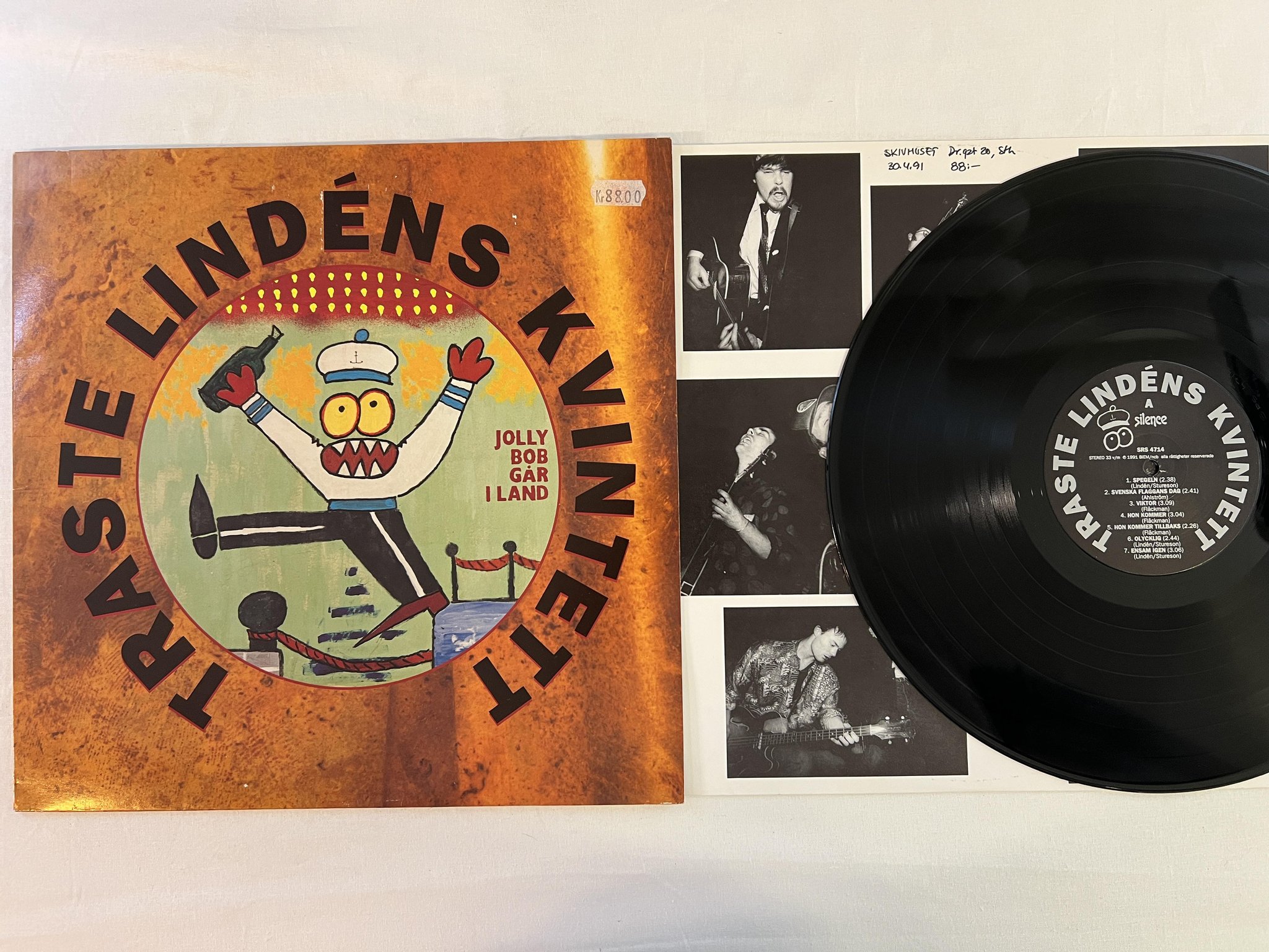 Omslagsbild för skivan TRASTE LINDENS KVINTETT Jolly Bob Går I Land LP -91 silence srs 4714