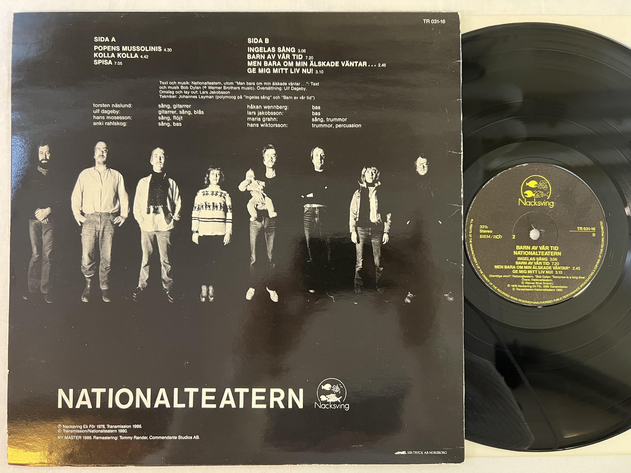 Omslagsbild för skivan NATIONALTEATERN barn av vår tid LP -78 NACKSVING TR 031-16