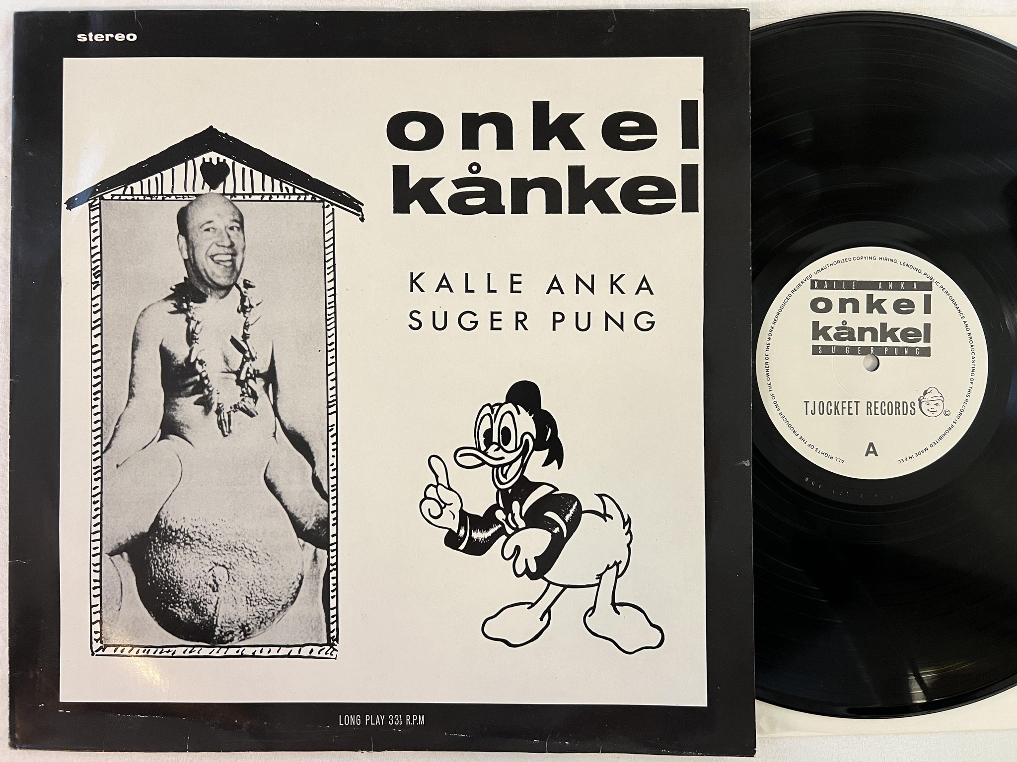Omslagsbild för skivan ONKEL KÅNKEL k*lle *nk* suger pung LP -90 TJOCKFET 001 *** VERY RARE ***