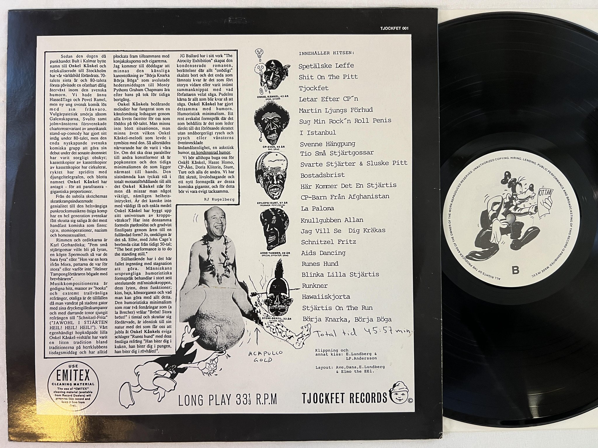 Omslagsbild för skivan ONKEL KÅNKEL k*lle *nk* suger pung LP -90 TJOCKFET 001 *** VERY RARE ***