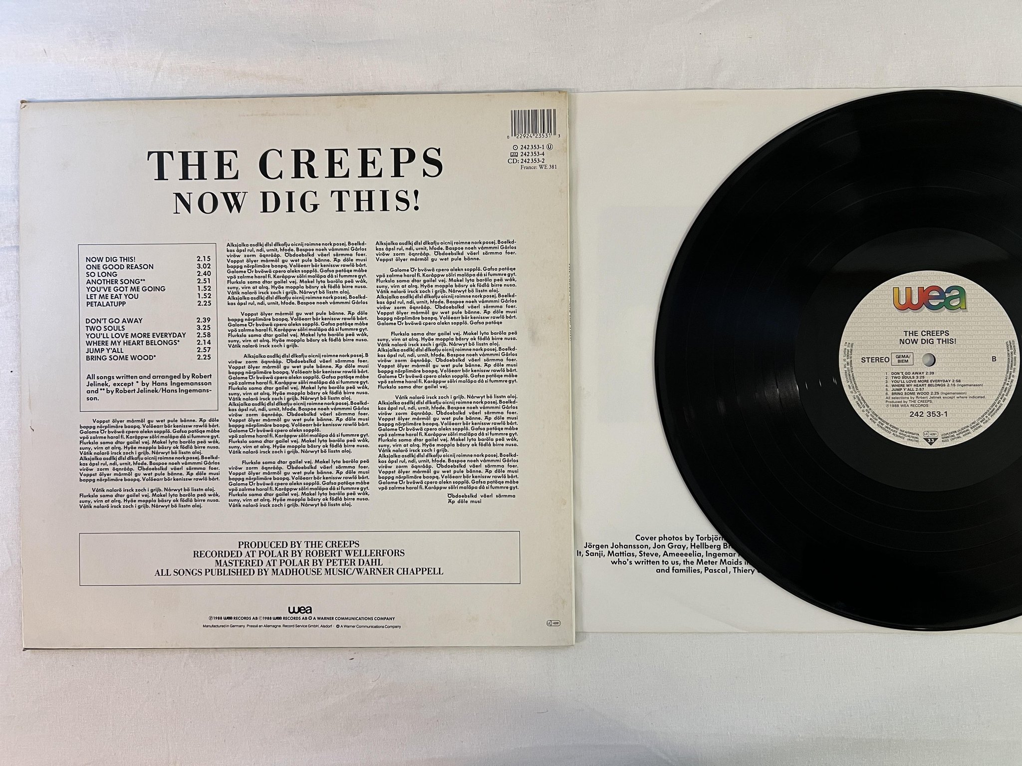 Omslagsbild för skivan THE CREEPS now dig this LP -88 WEA 242 353-1