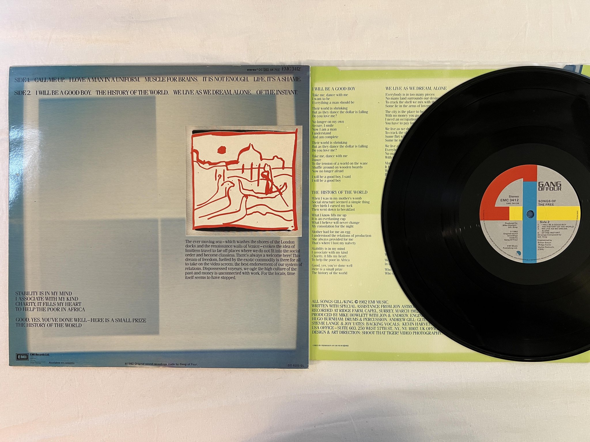 Omslagsbild för skivan GANG OF FOUR songs of the free LP -82 UK EMI EMC 3412