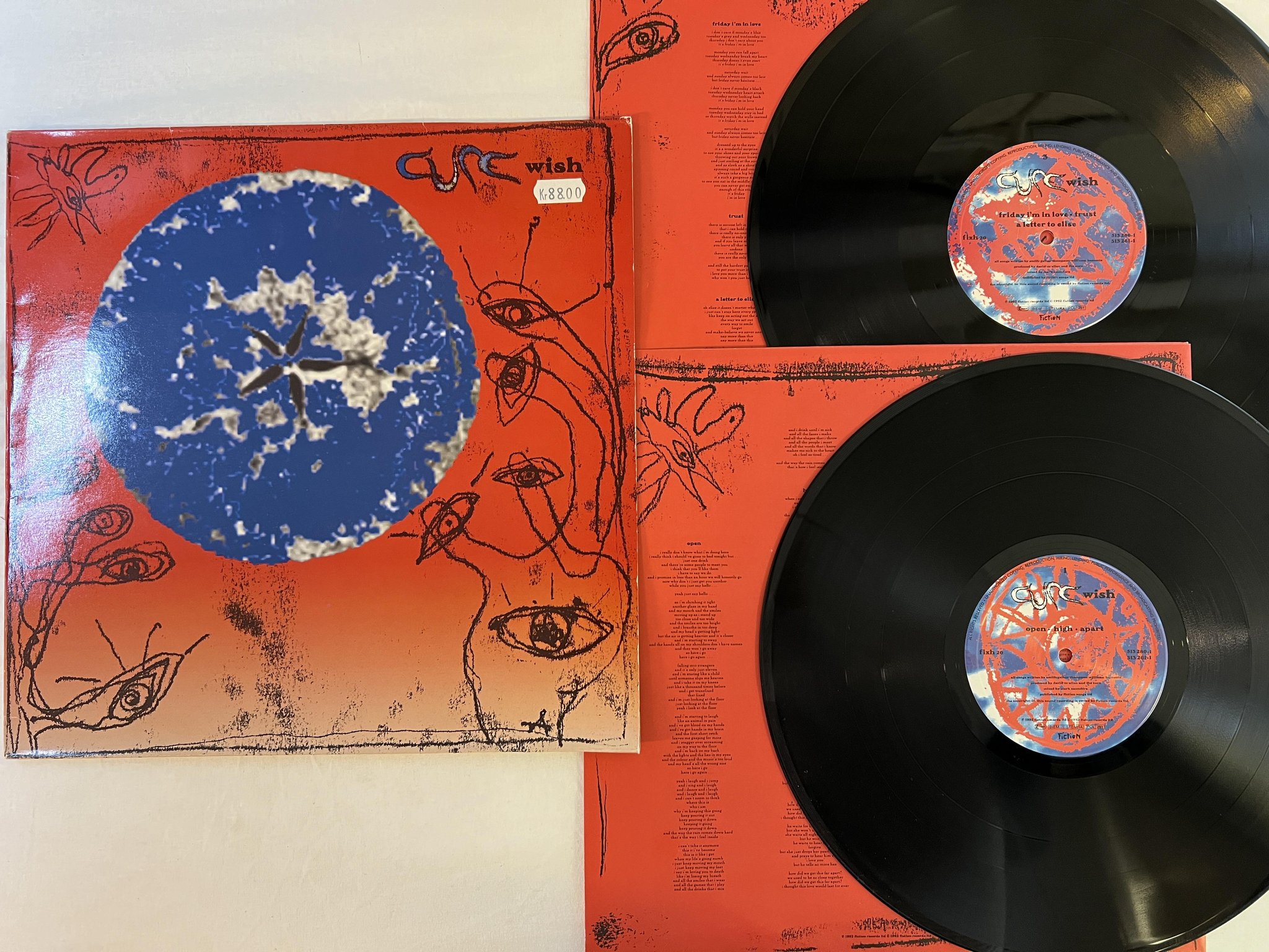 Omslagsbild för skivan CURE wish 2xLP -92 Europe FICTION 513 261-1 *** R A R E ***