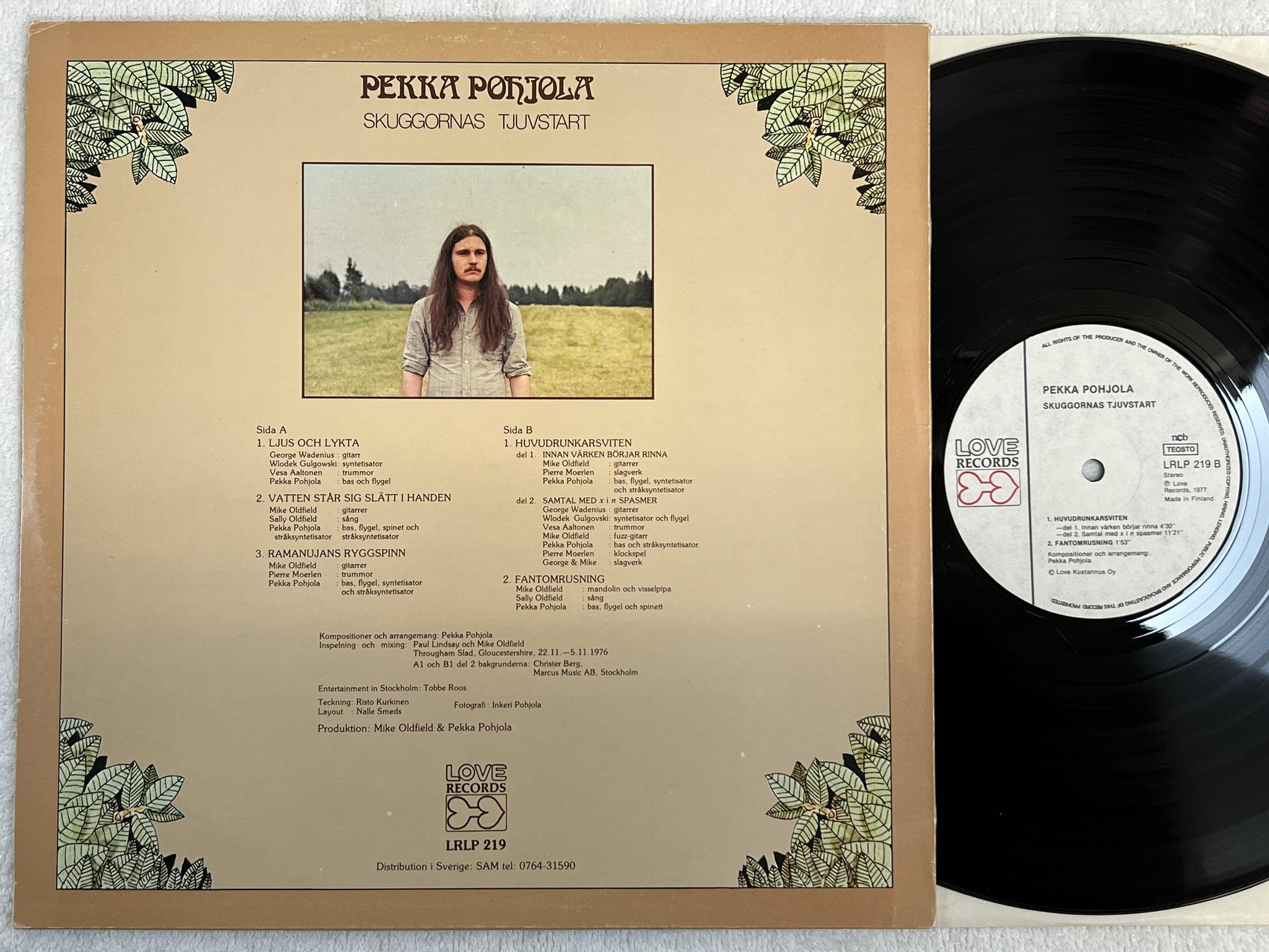 Omslagsbild för skivan PEKKA POHJOLA skuggornas tjuvstart LP -77 LOVE LRLP 219 *** SAMPLES ***