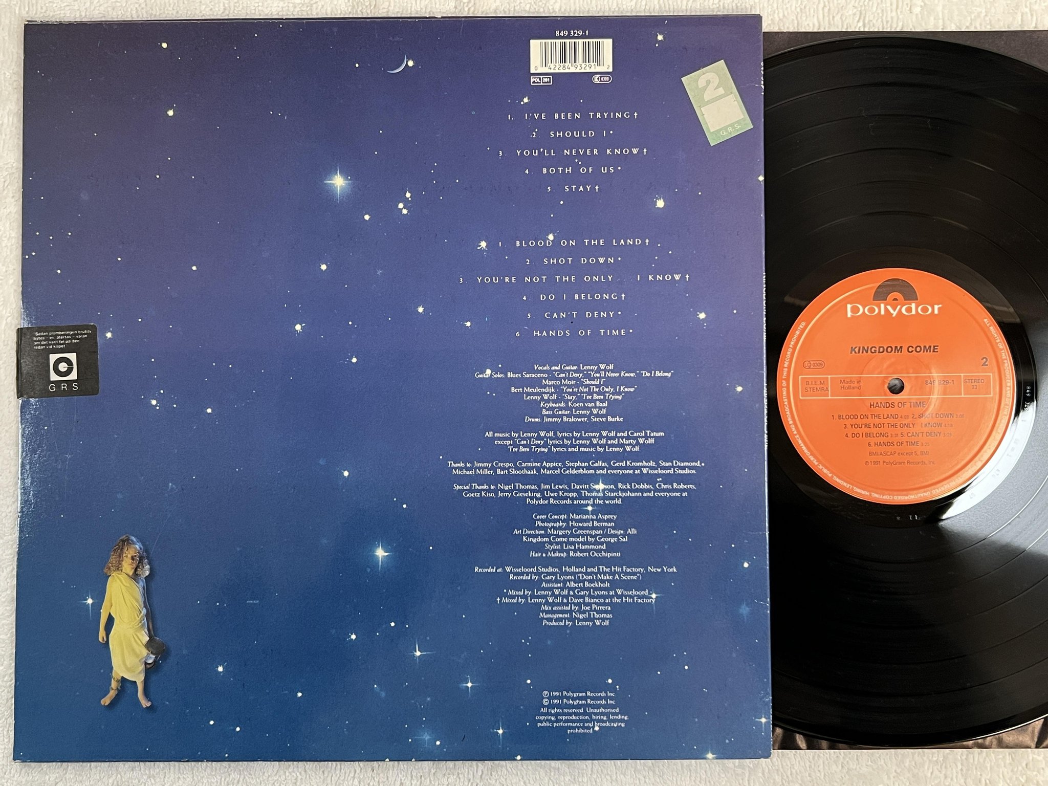 Omslagsbild för skivan KINGDOM COME Hands Of Time LP -91 POLYDOR 849 329-1