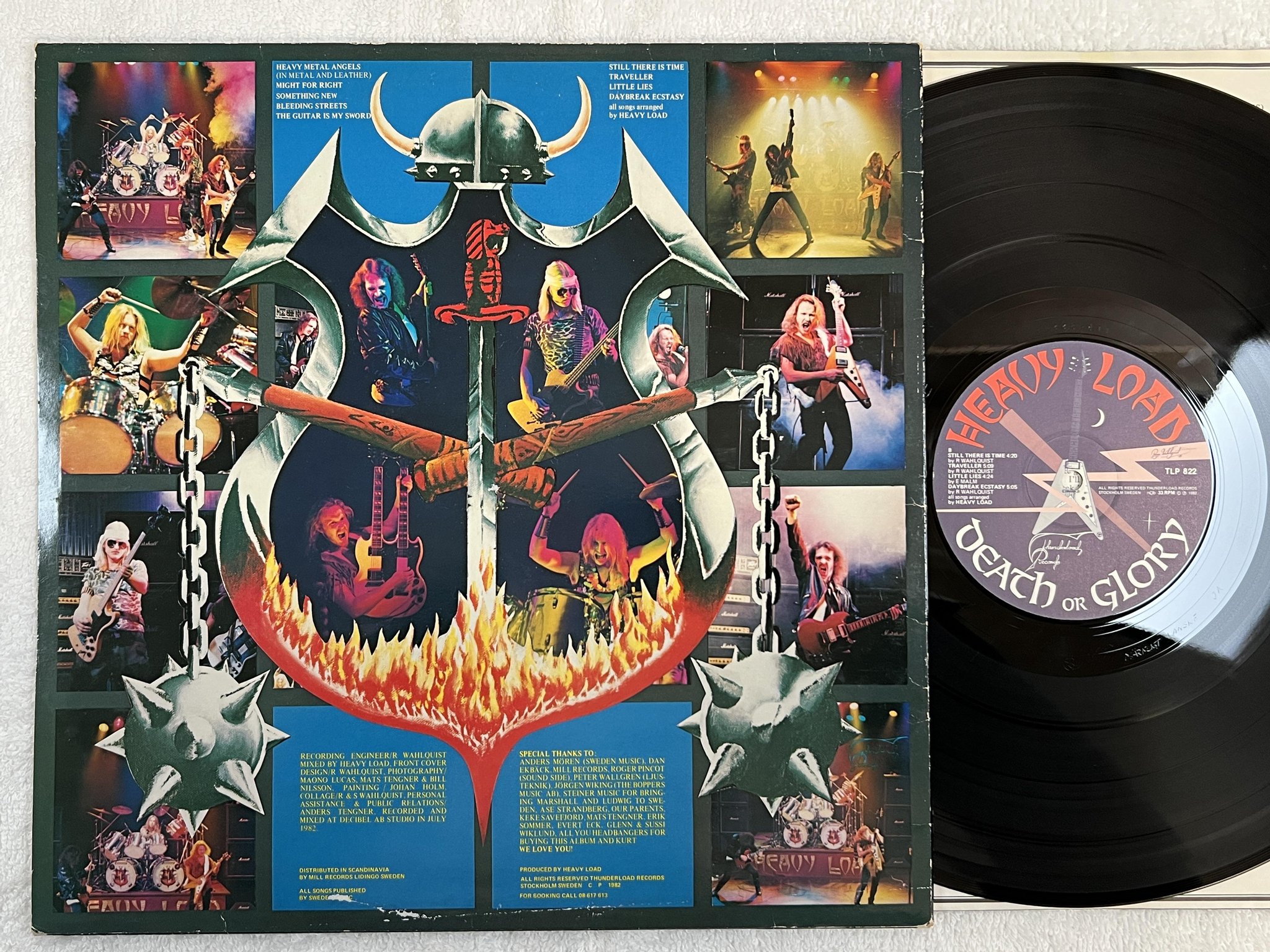 Omslagsbild för skivan HEAVY LOAD death and glory LP -82 Swe THUNDERBOLT TLP 822 *** POSTER ***