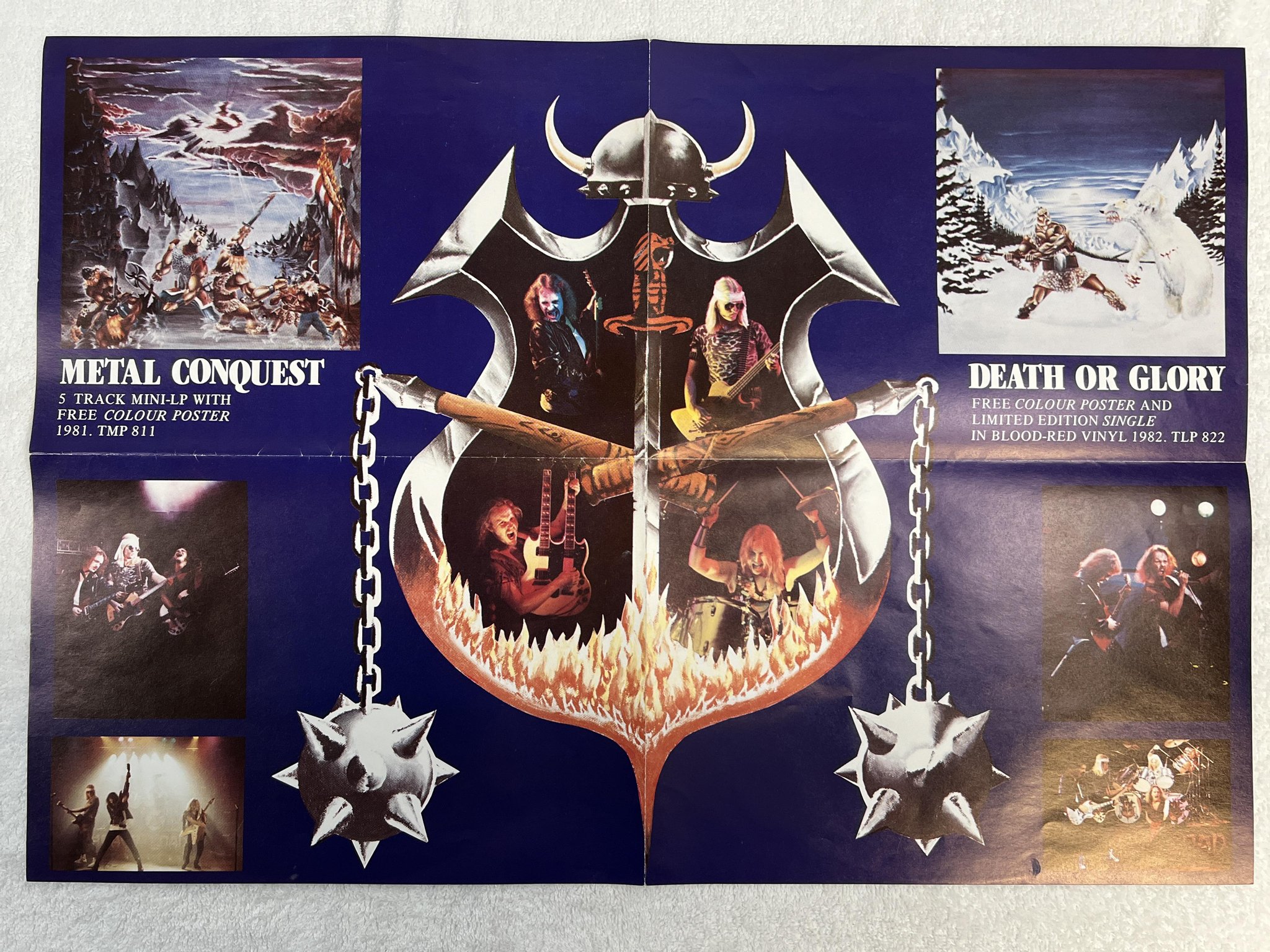 Omslagsbild för skivan HEAVY LOAD death and glory LP -82 Swe THUNDERBOLT TLP 822 *** POSTER ***