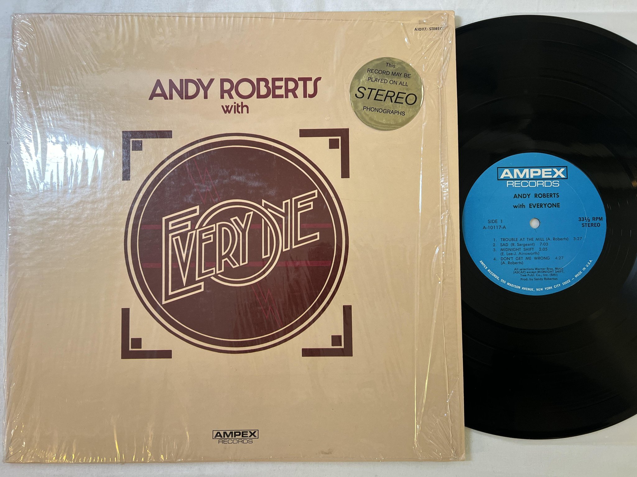 Omslagsbild för skivan ANDY ROBERTS wit everyone LP -71 US AMPEX A-10117