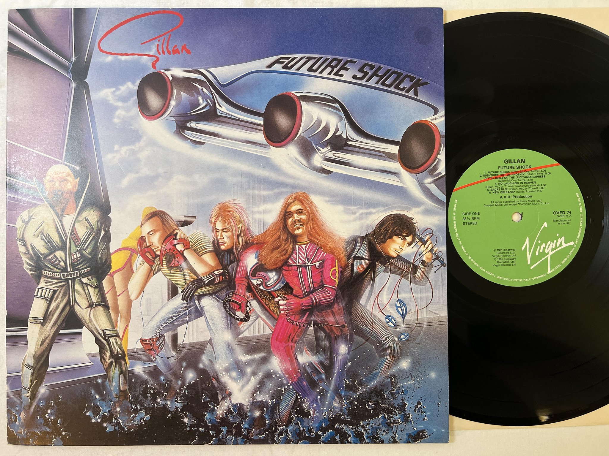 Omslagsbild för skivan GILLAN future shock LP -81 UK VIRGIN OVED 74