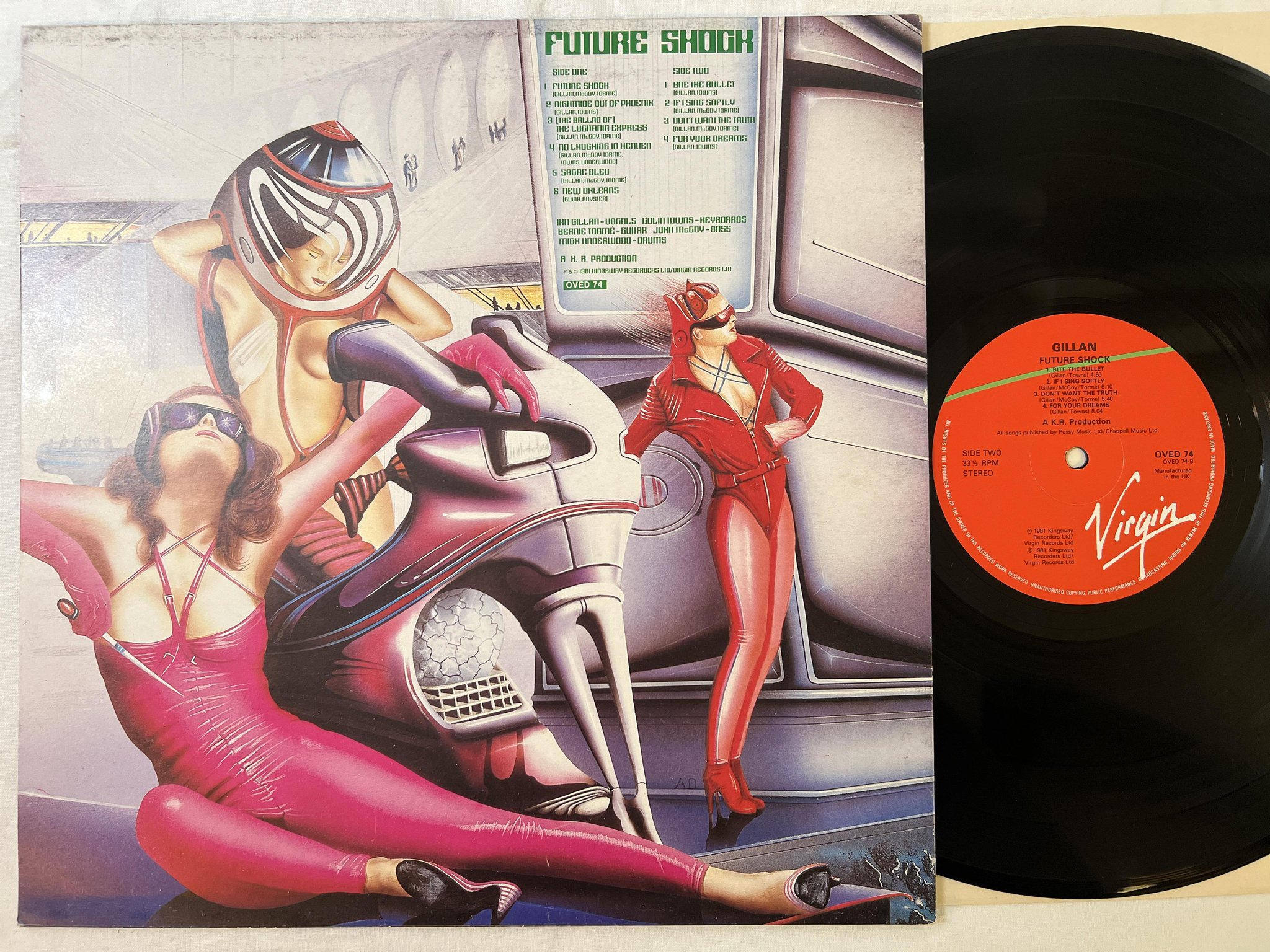 Omslagsbild för skivan GILLAN future shock LP -81 UK VIRGIN OVED 74