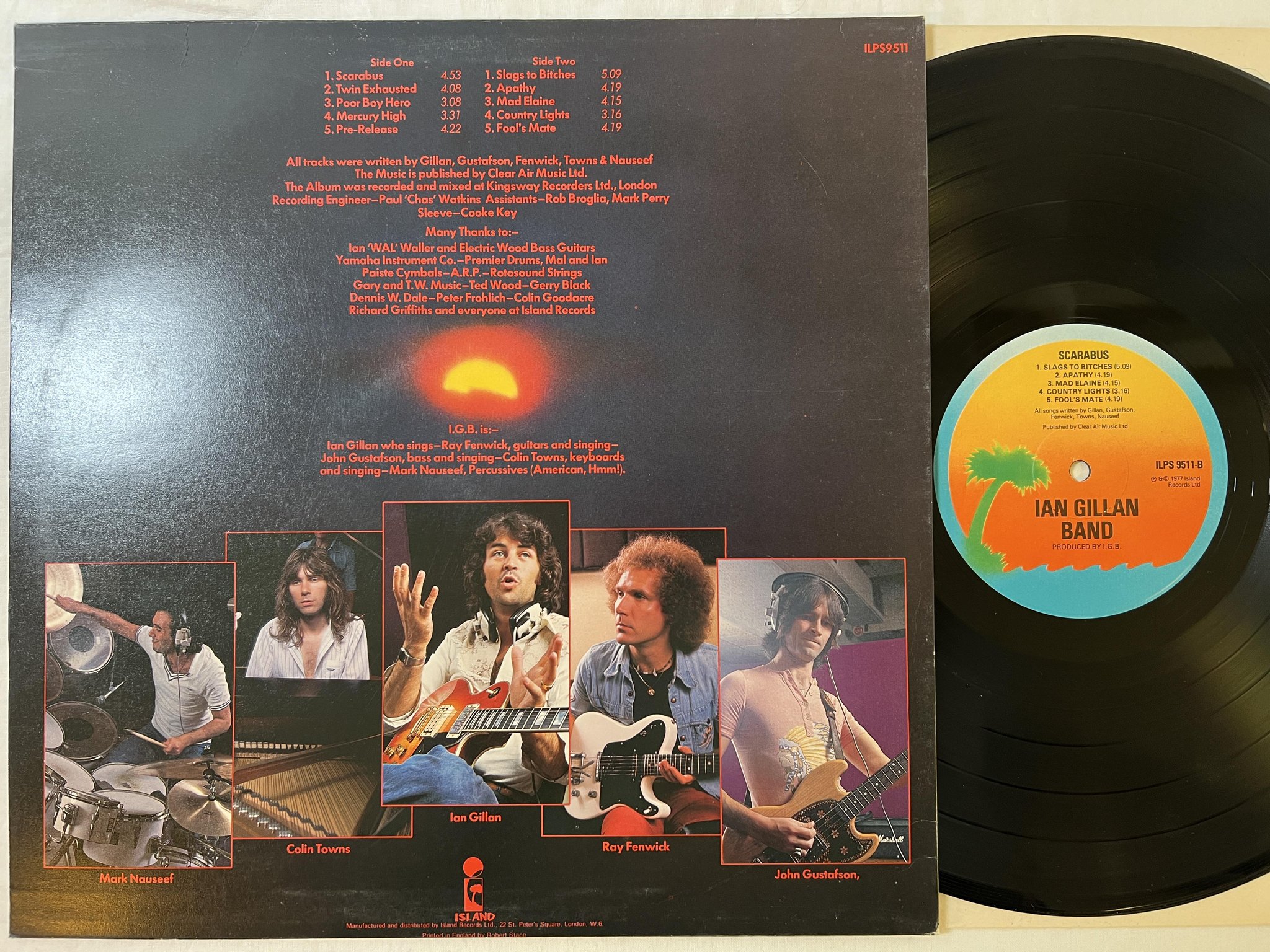Omslagsbild för skivan IAN GILLAN BAND scarabus LP -77 UK ISLAND ILPS 9511
