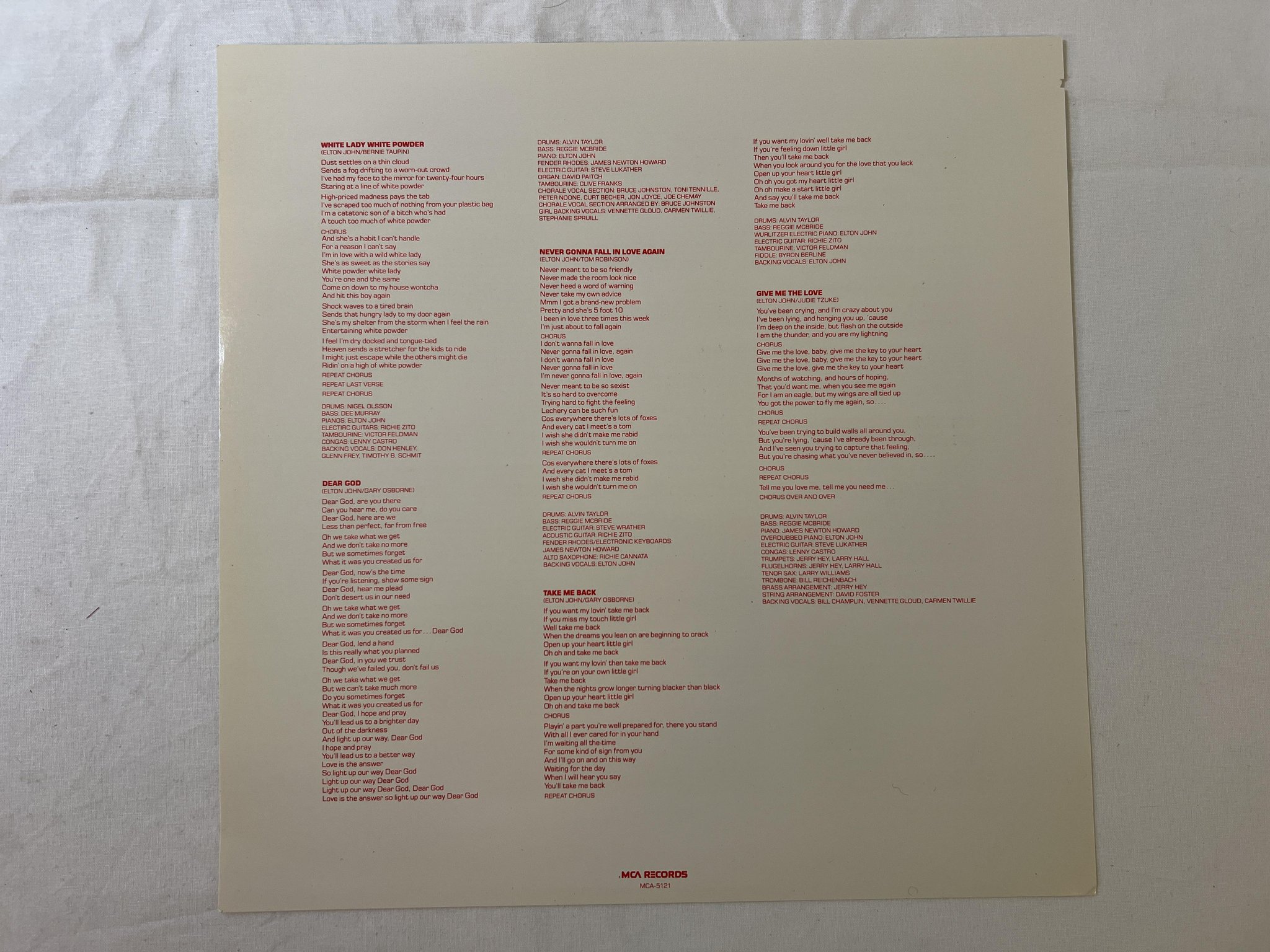 Omslagsbild för skivan ELTON JOHN 21 at 33 LP -80 US MCA 5121