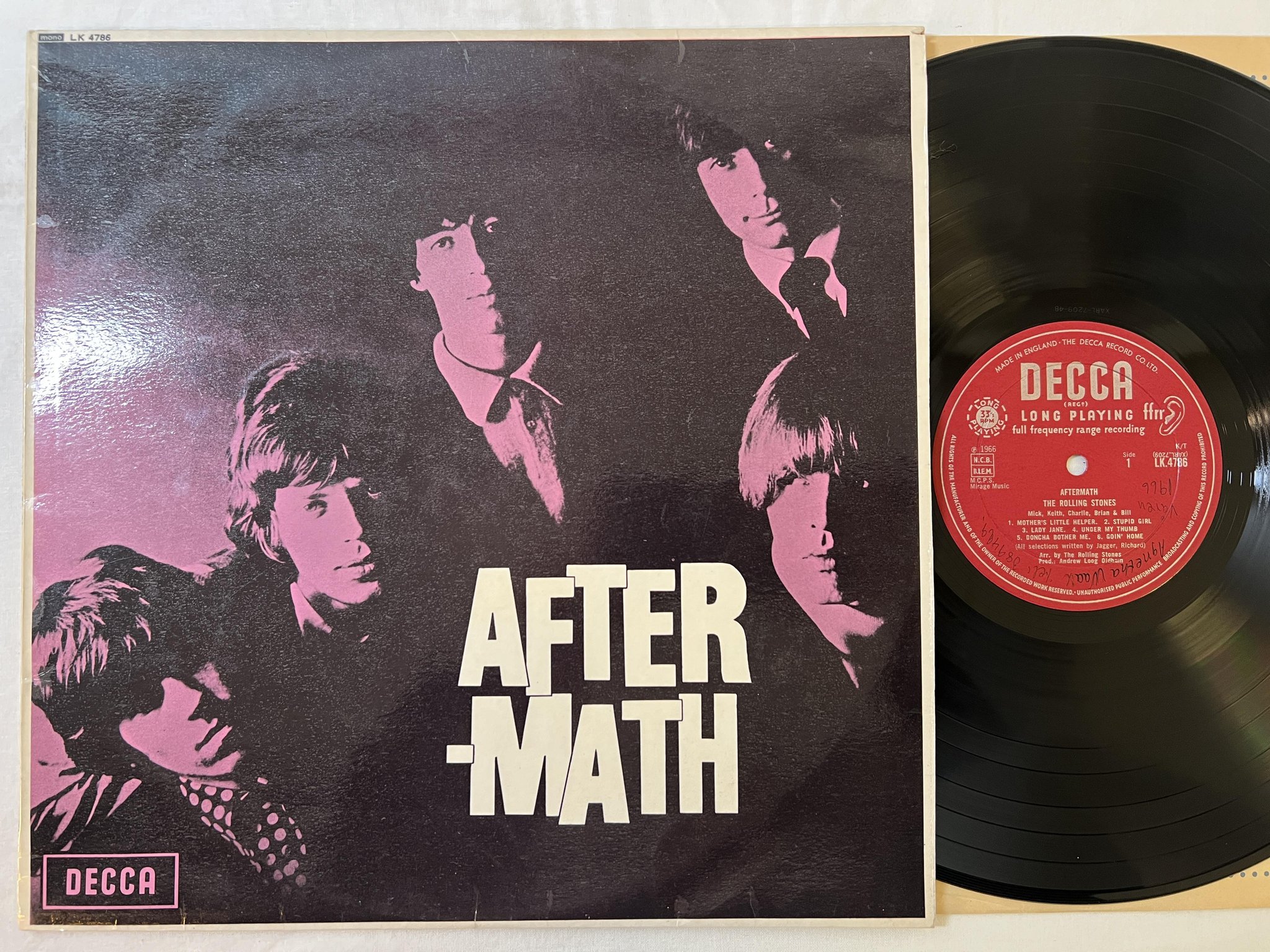 Omslagsbild för skivan THE ROLLING STONES aftermath LP -66 UK DECCA mono LK 4786