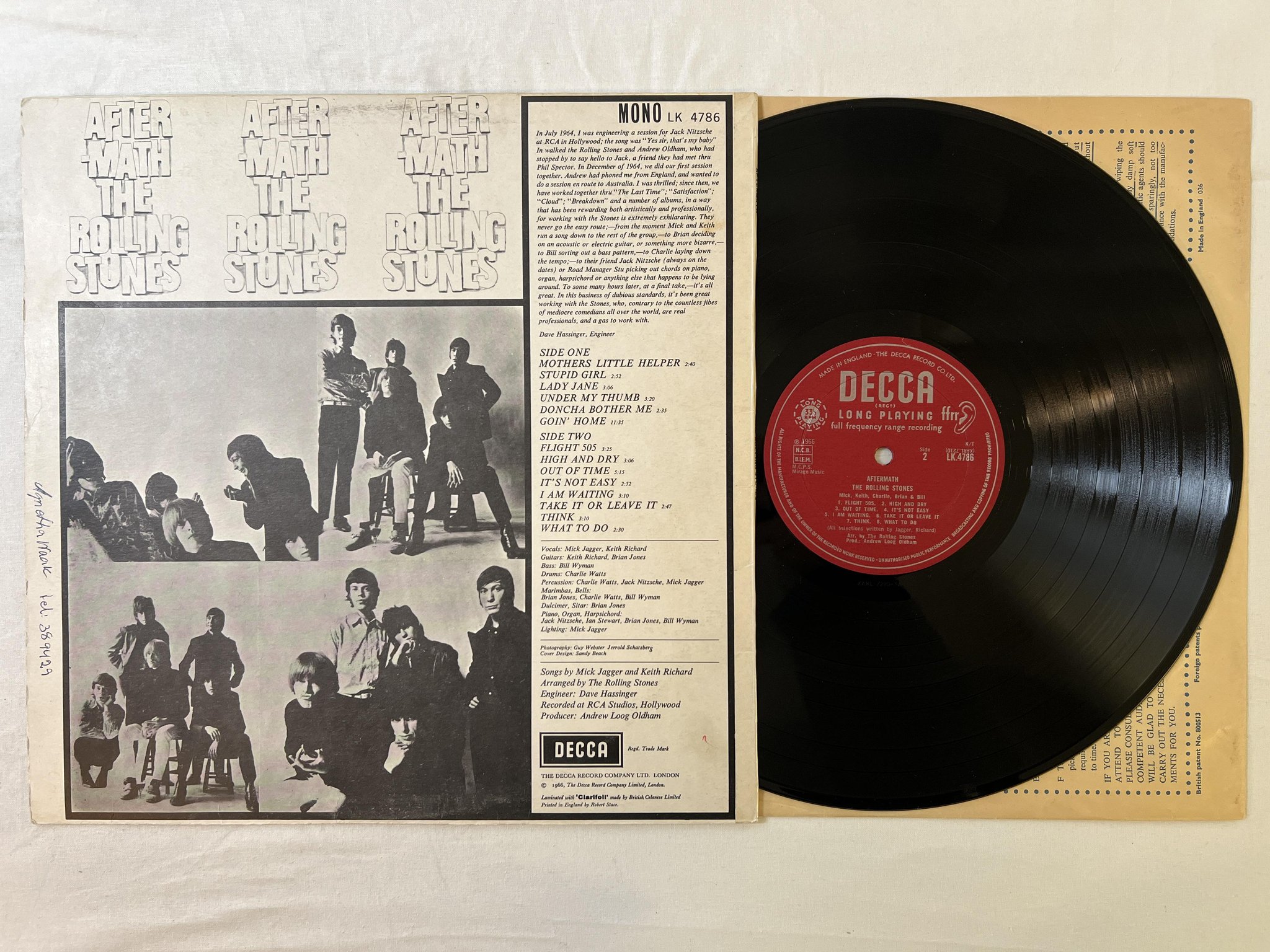 Omslagsbild för skivan THE ROLLING STONES aftermath LP -66 UK DECCA mono LK 4786